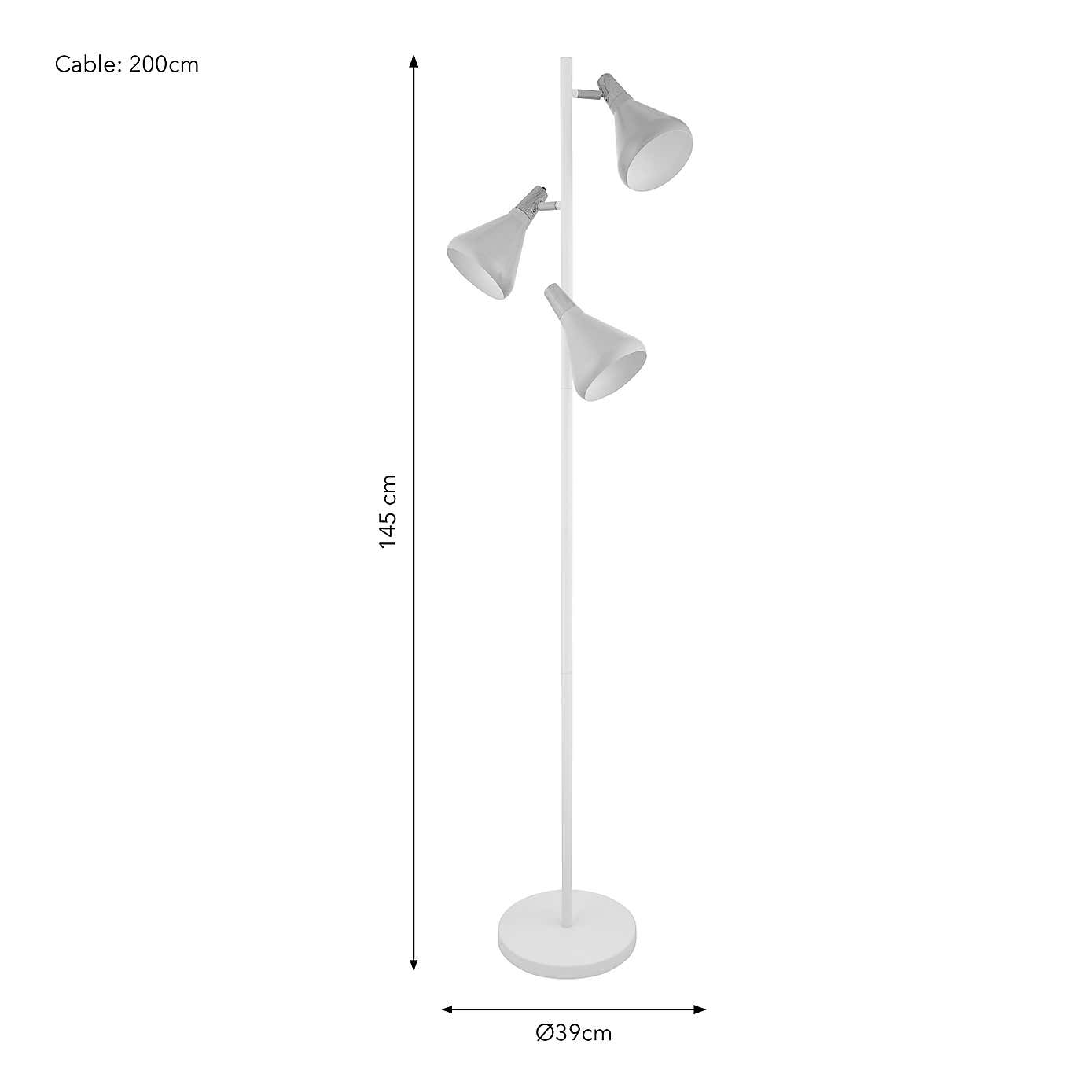 Wolston Retro 3 Light Adjustable Floor Lamp