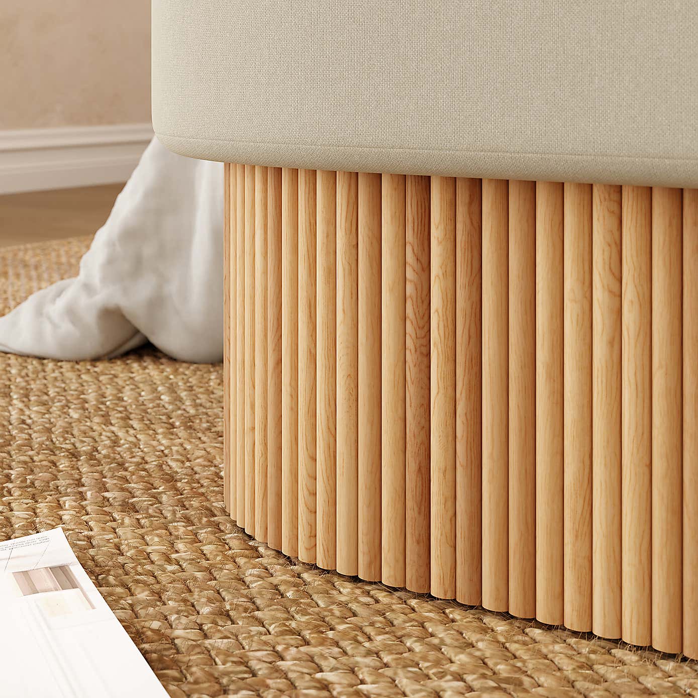 Amari Fluted Flatweave Storage Ottoman