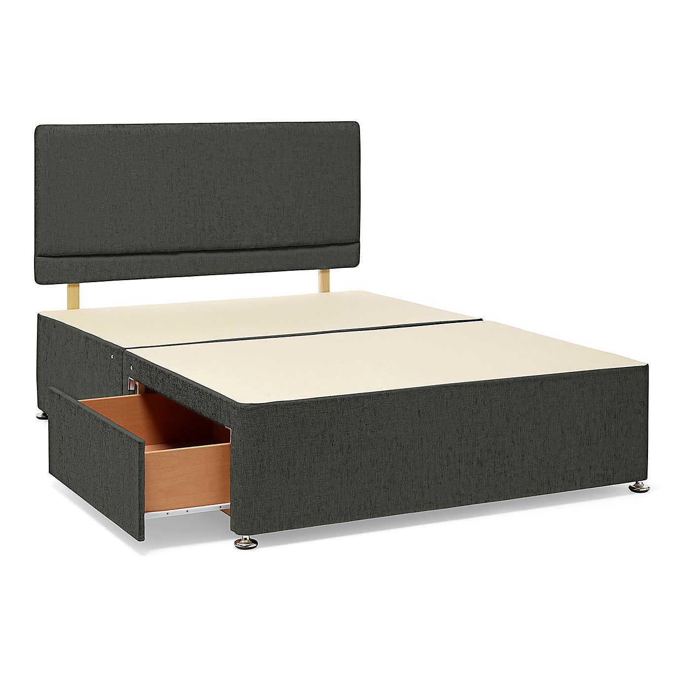 Universal No Drawer Chenille Divan Base with Headboard
