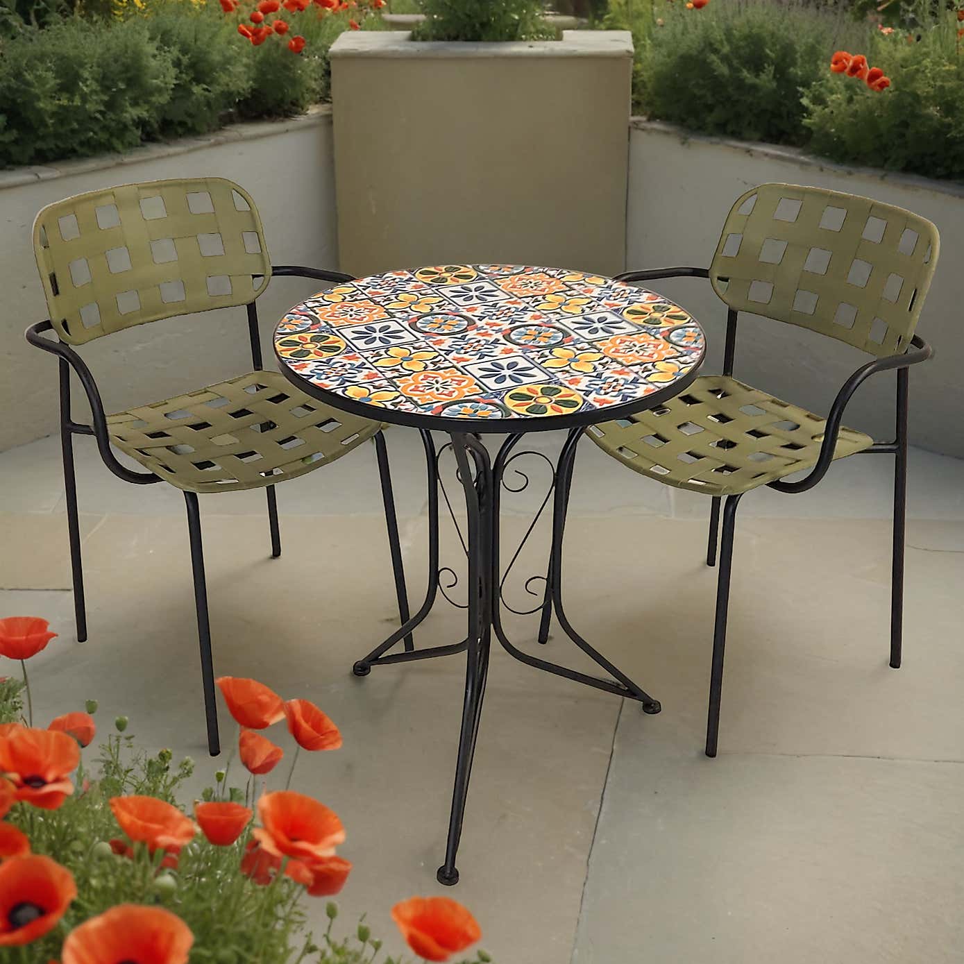 Summer Terrace Charlotte Round Bistro Table with 2 Karin Chairs