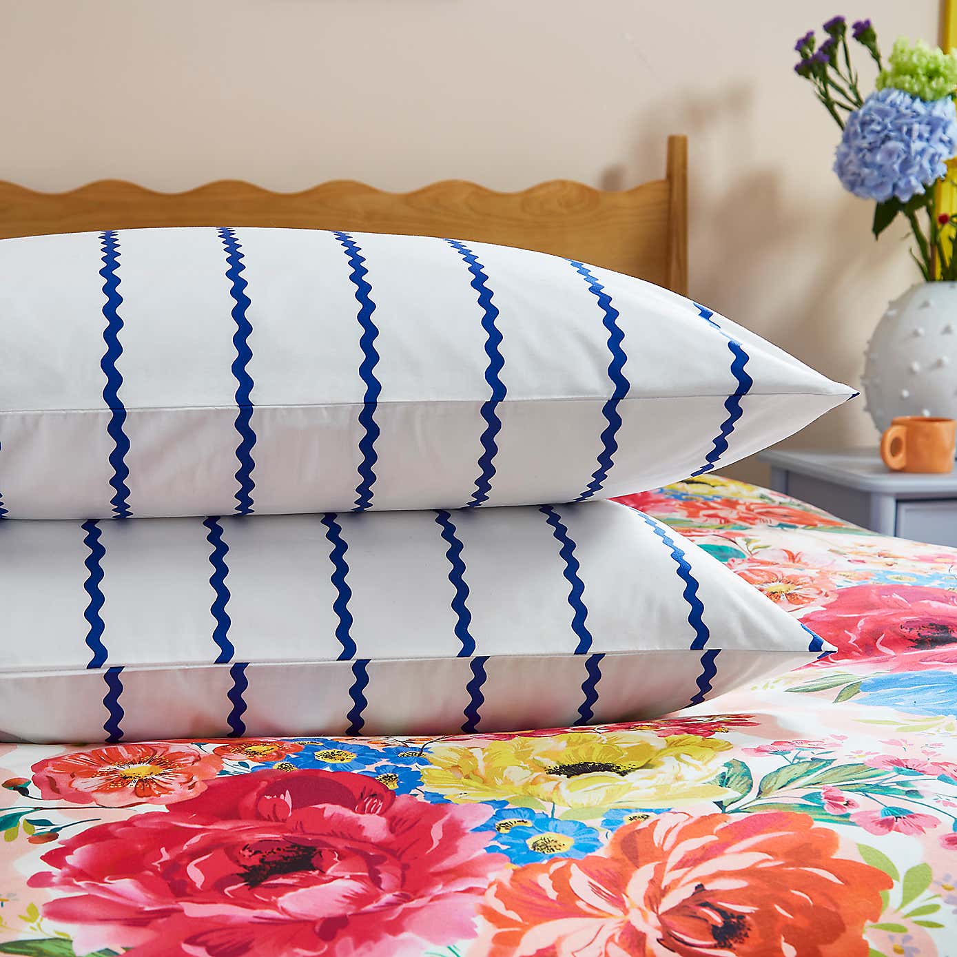 Sophie Robinson Mini Wave 100% Cotton Standard Pillowcase Pair