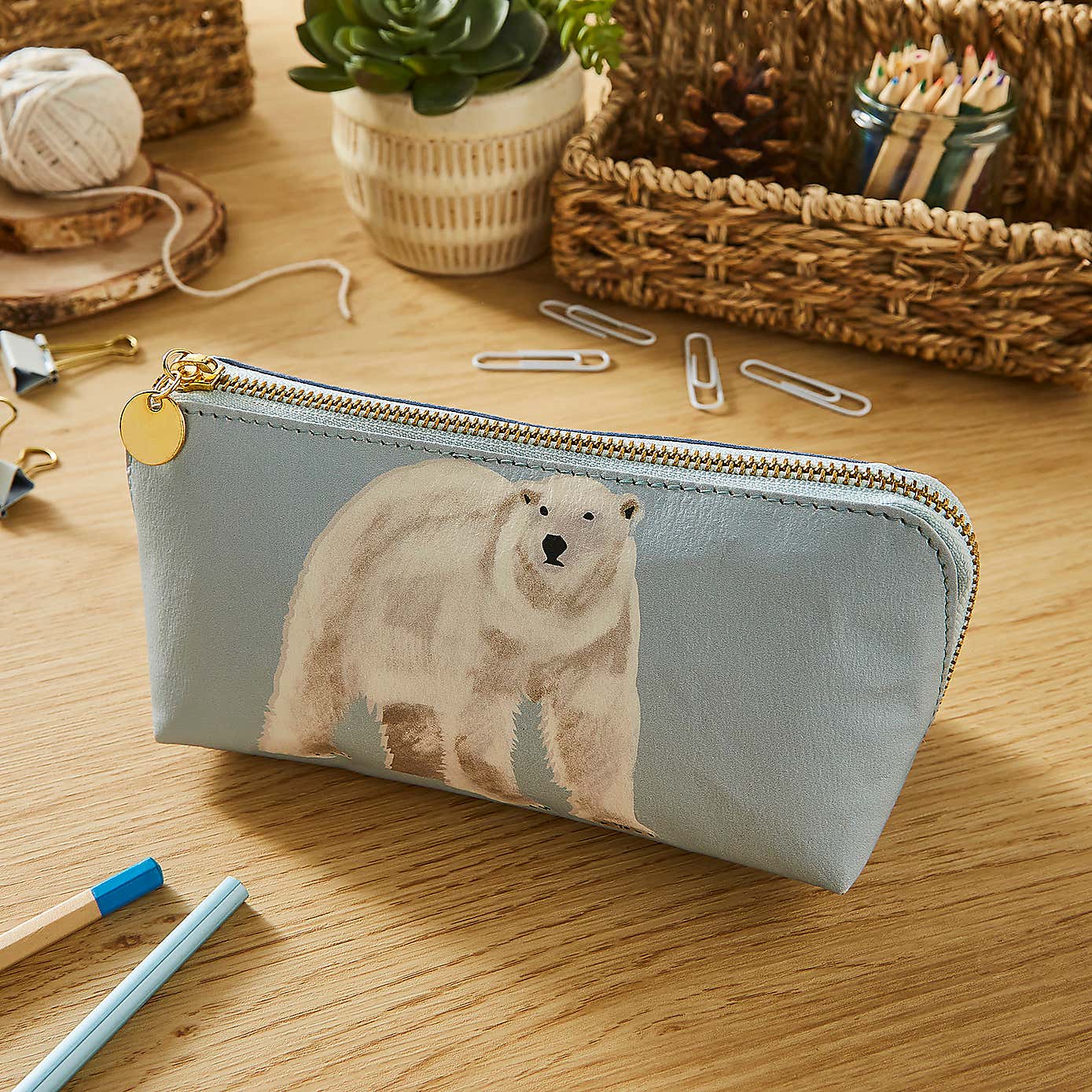 Recycled Leather Mammals Pencil Case