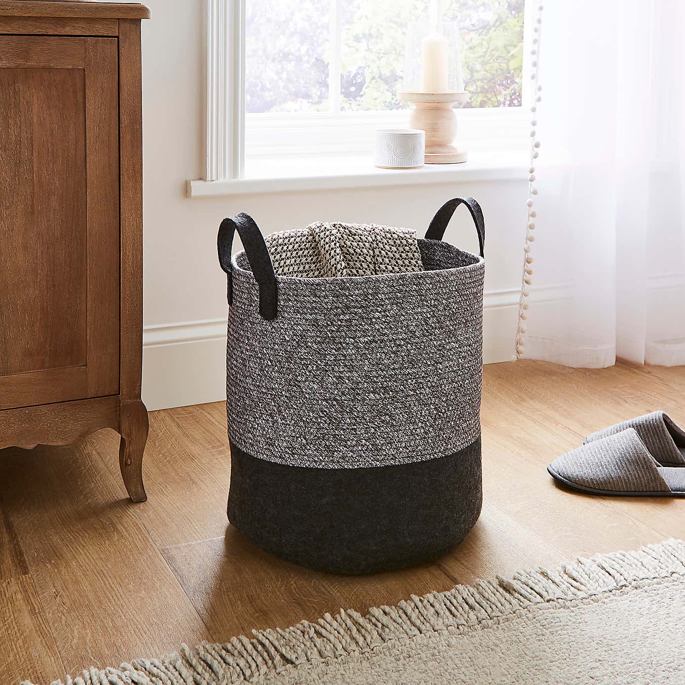 Monochrome Industrial Large Storage Basket