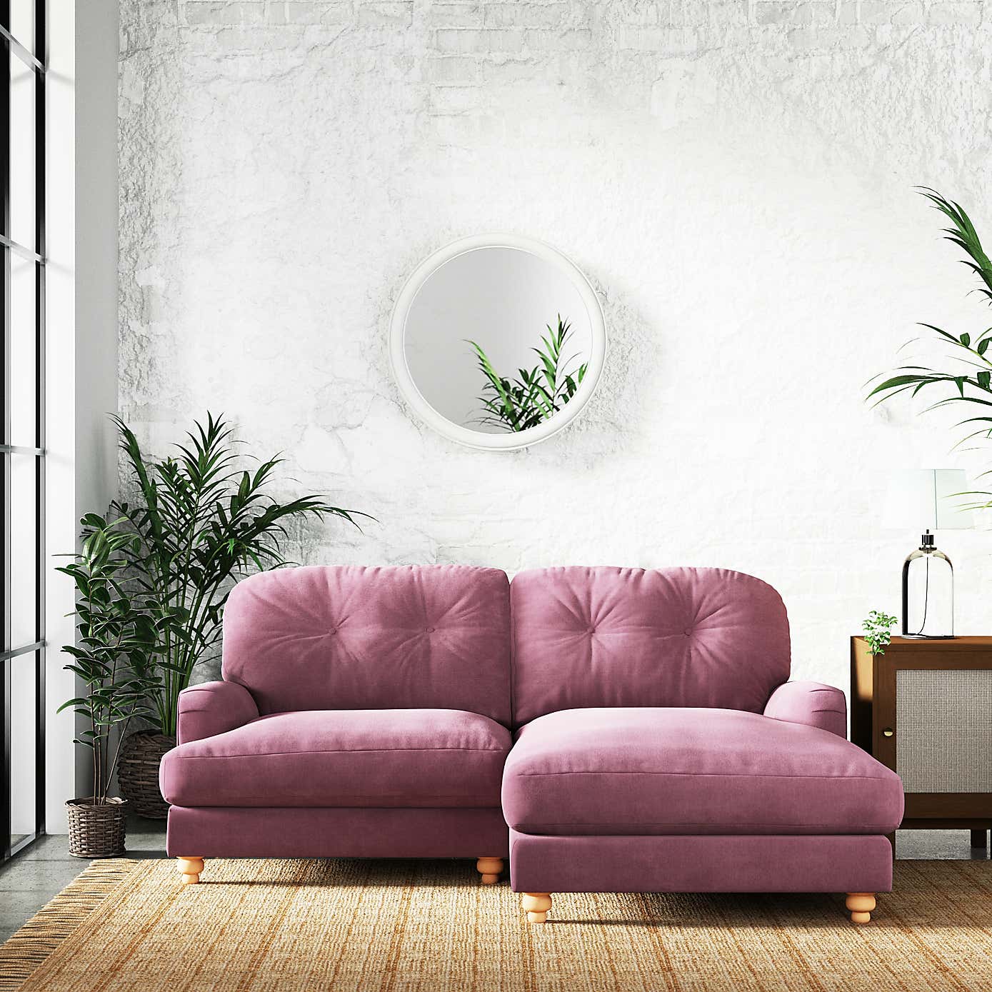 Martha Vintage Chenille Corner Chaise Sofa