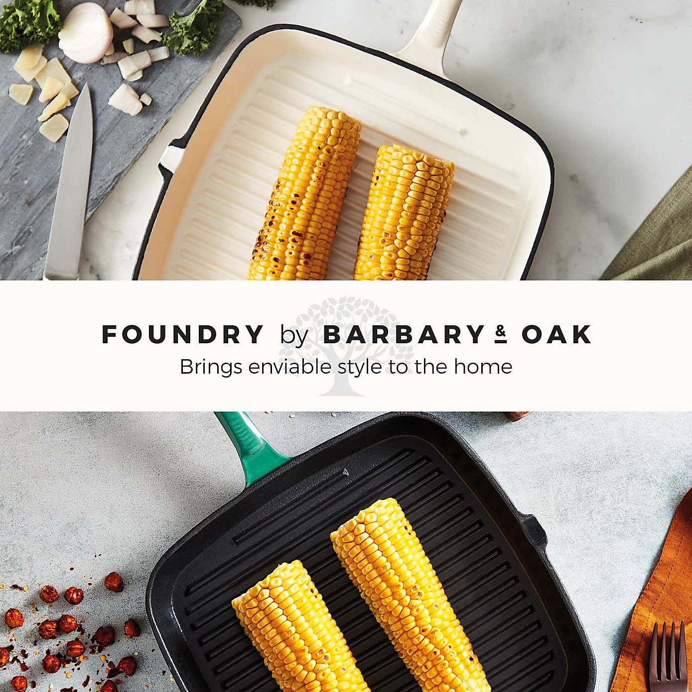 Barbary & Oak Cast Iron Grill Pan, 23cm