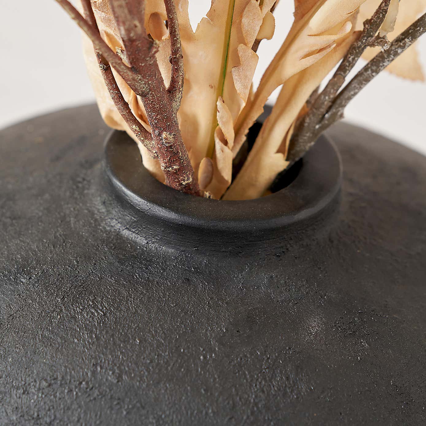 Black Fibrestone Round Decorative Vase