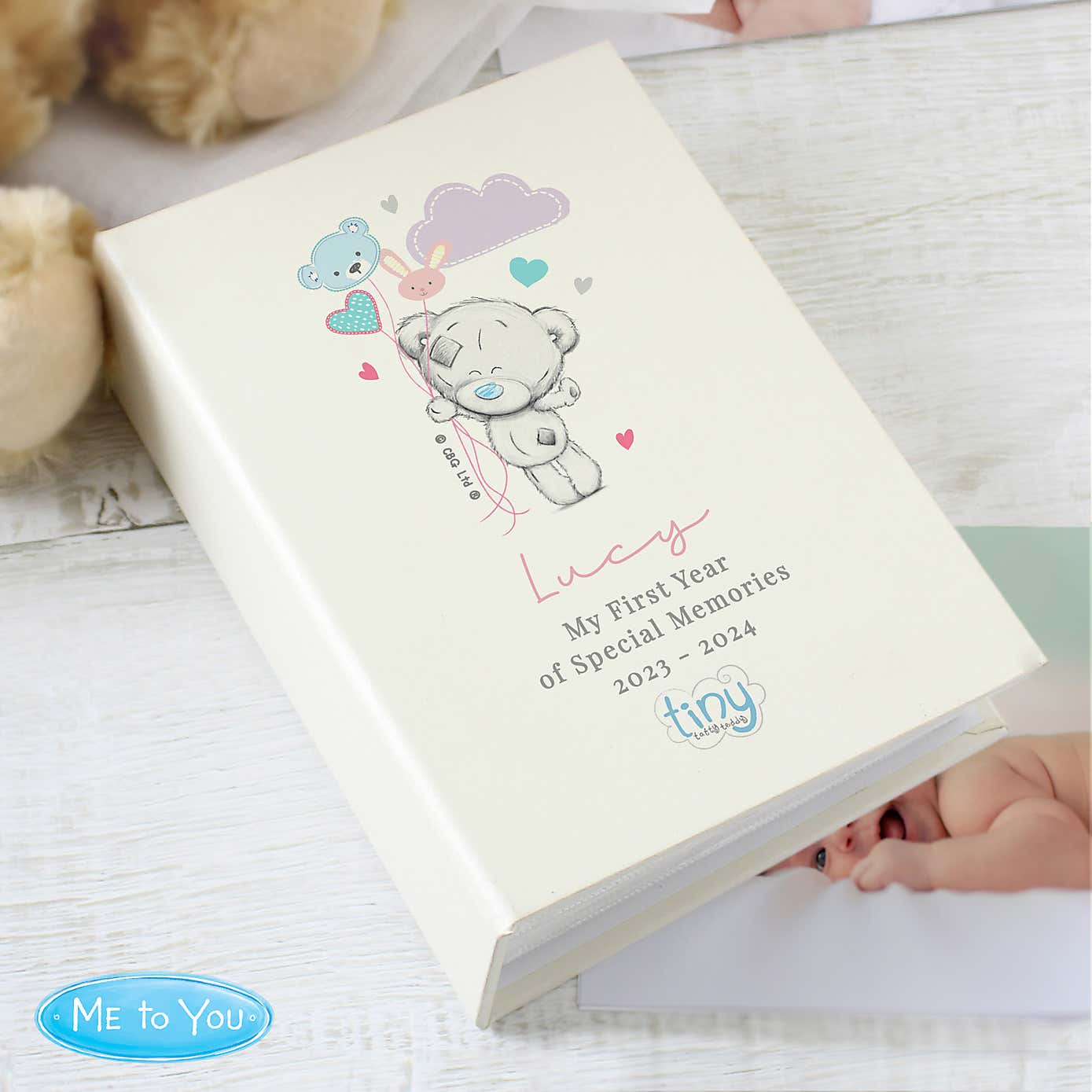 Personalised Tiny Tatty Teddy Pink Photo Album with Sleeves