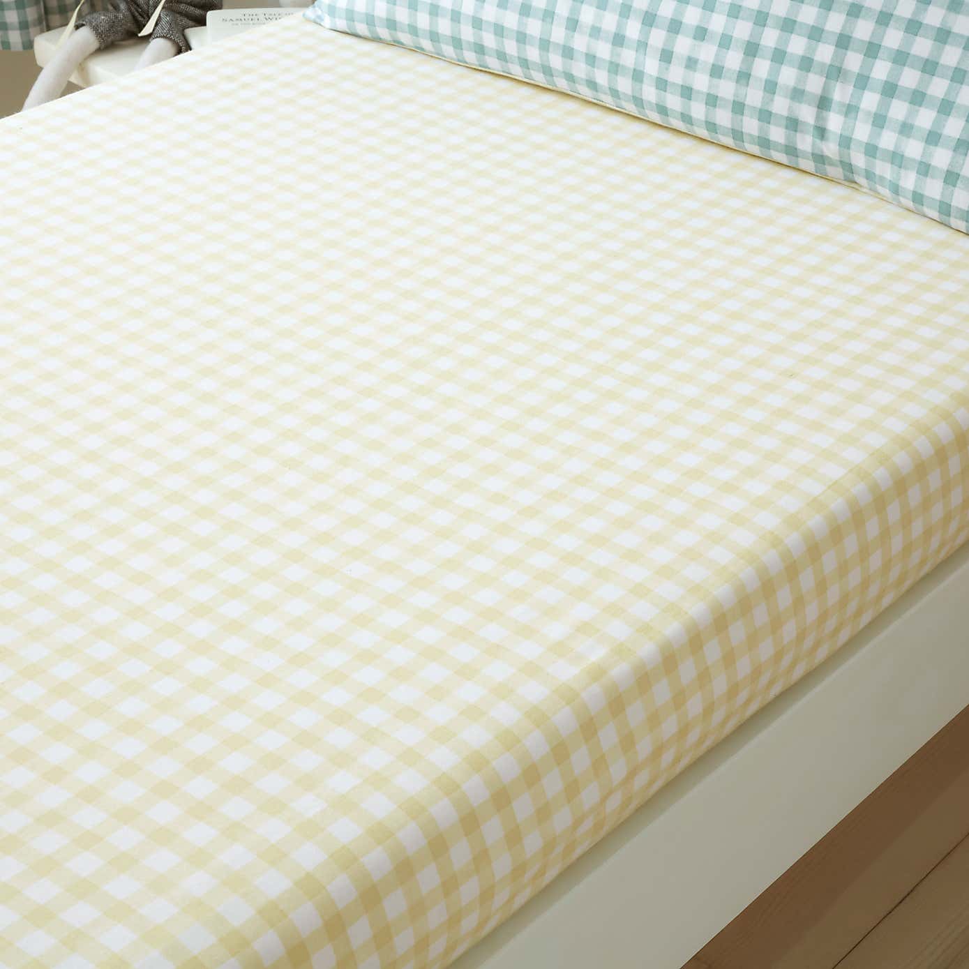 Pack of 2 Green Gingham Fitted Bed Sheets