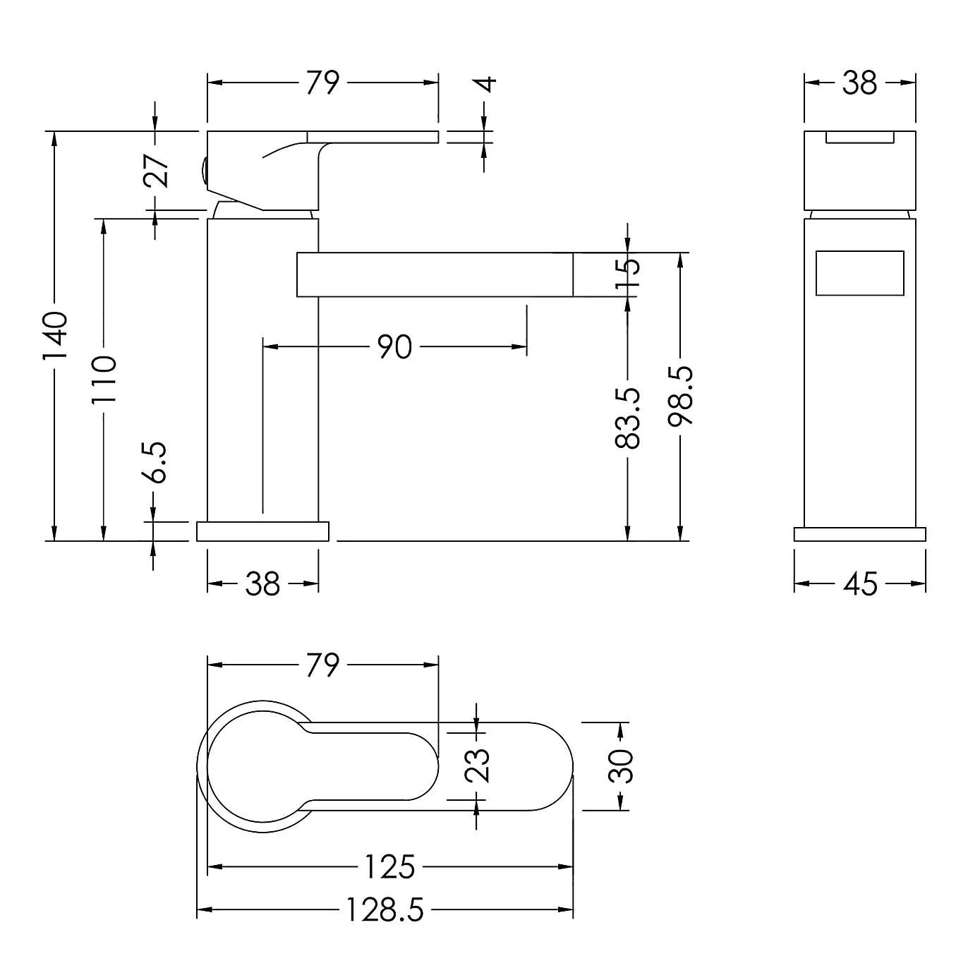 Arvan Mini Basin Mixer Tap with Push Button Waste