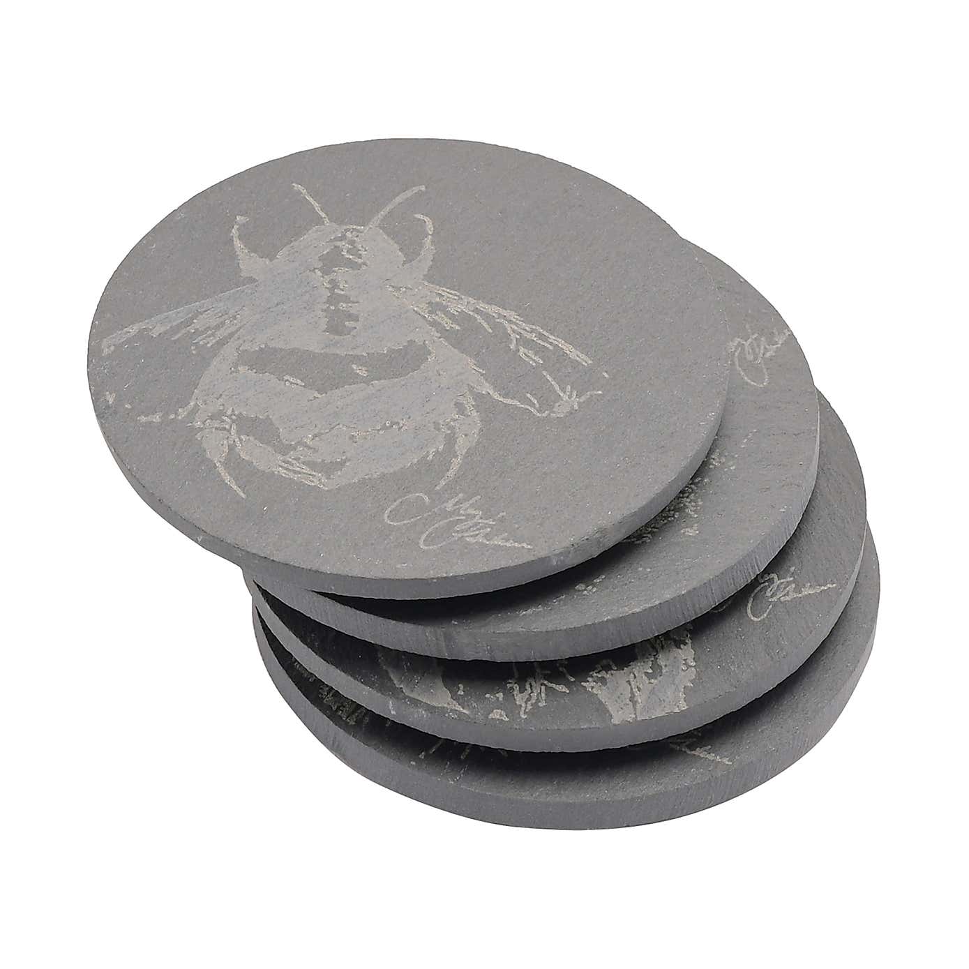 Meg Hawkins Set of 4 Engraved Animal Coasters