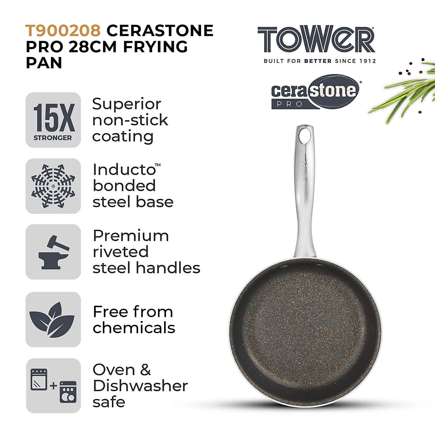 Tower Cerastone Pro 2 Piece Fry Pan Set
