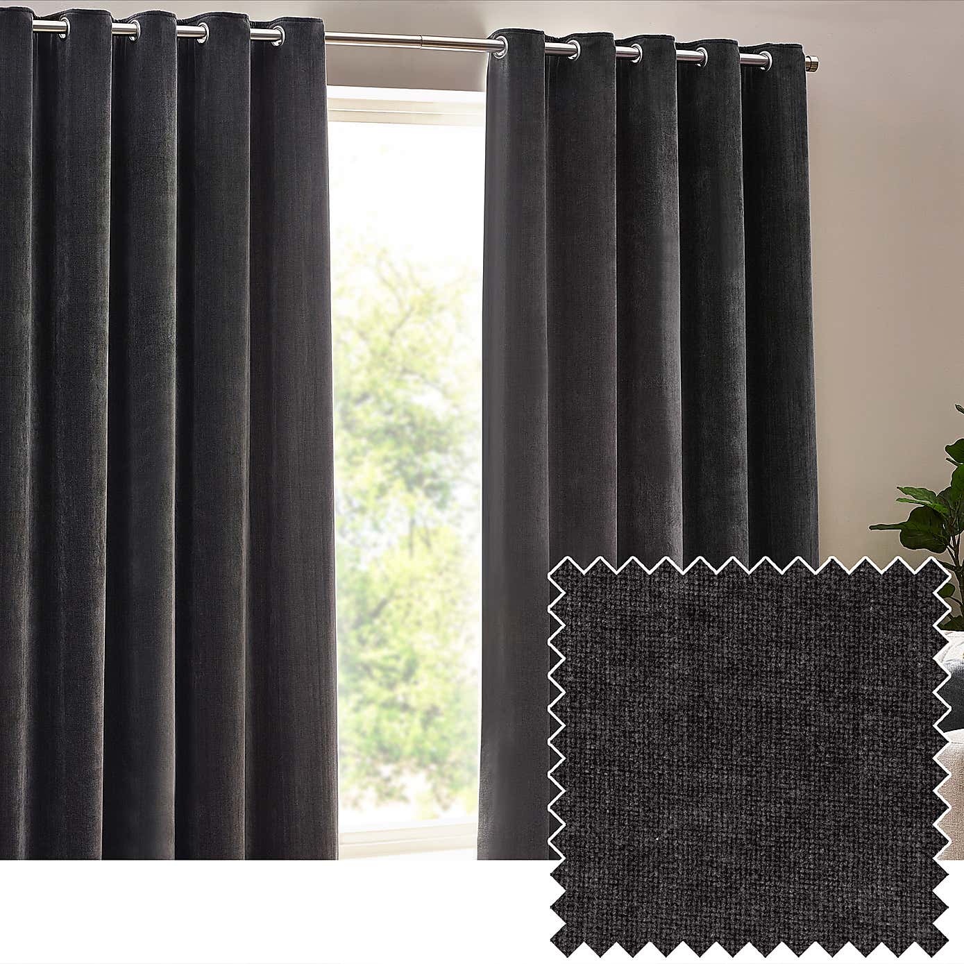 Yard Heavy Chenille Eyelet Curtains