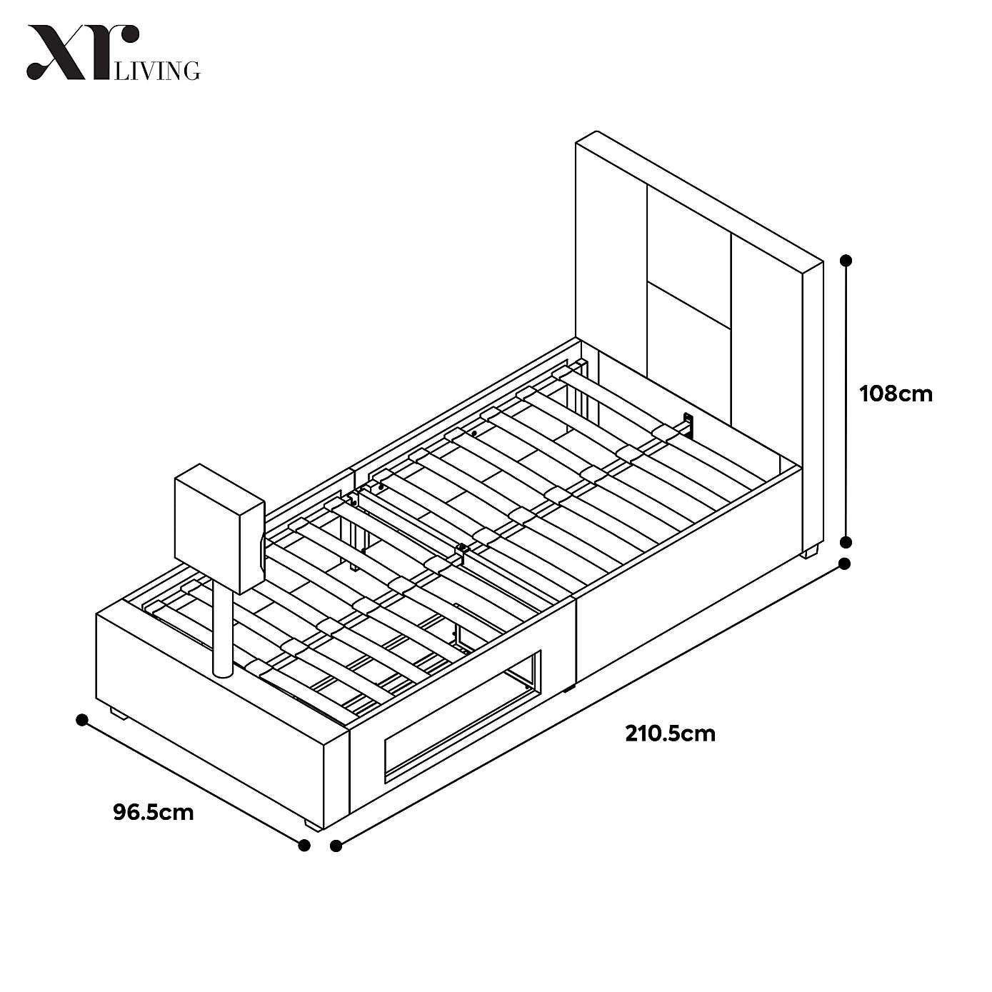 X Rocker Living Ava TV Bed with LED Lights and TV Mount