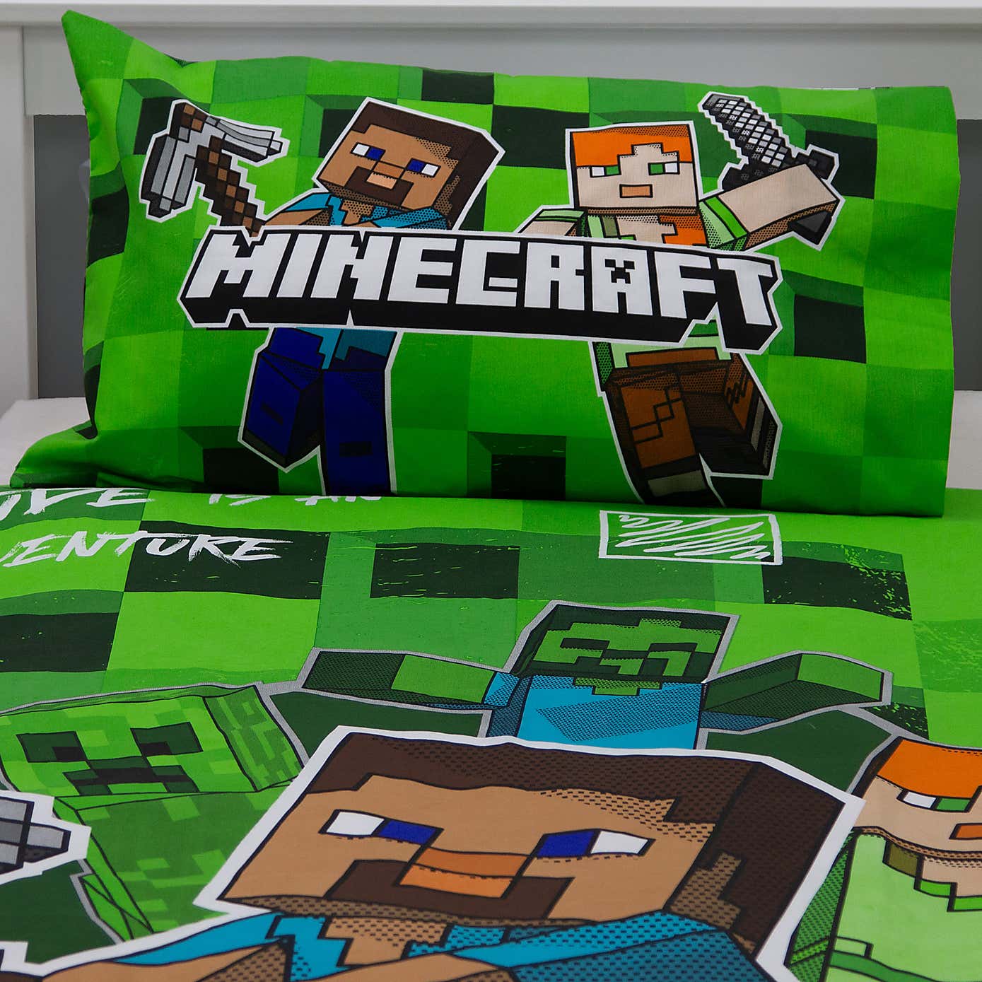 Minecraft Block Check Single Duvet Cover and Pillowcase Set