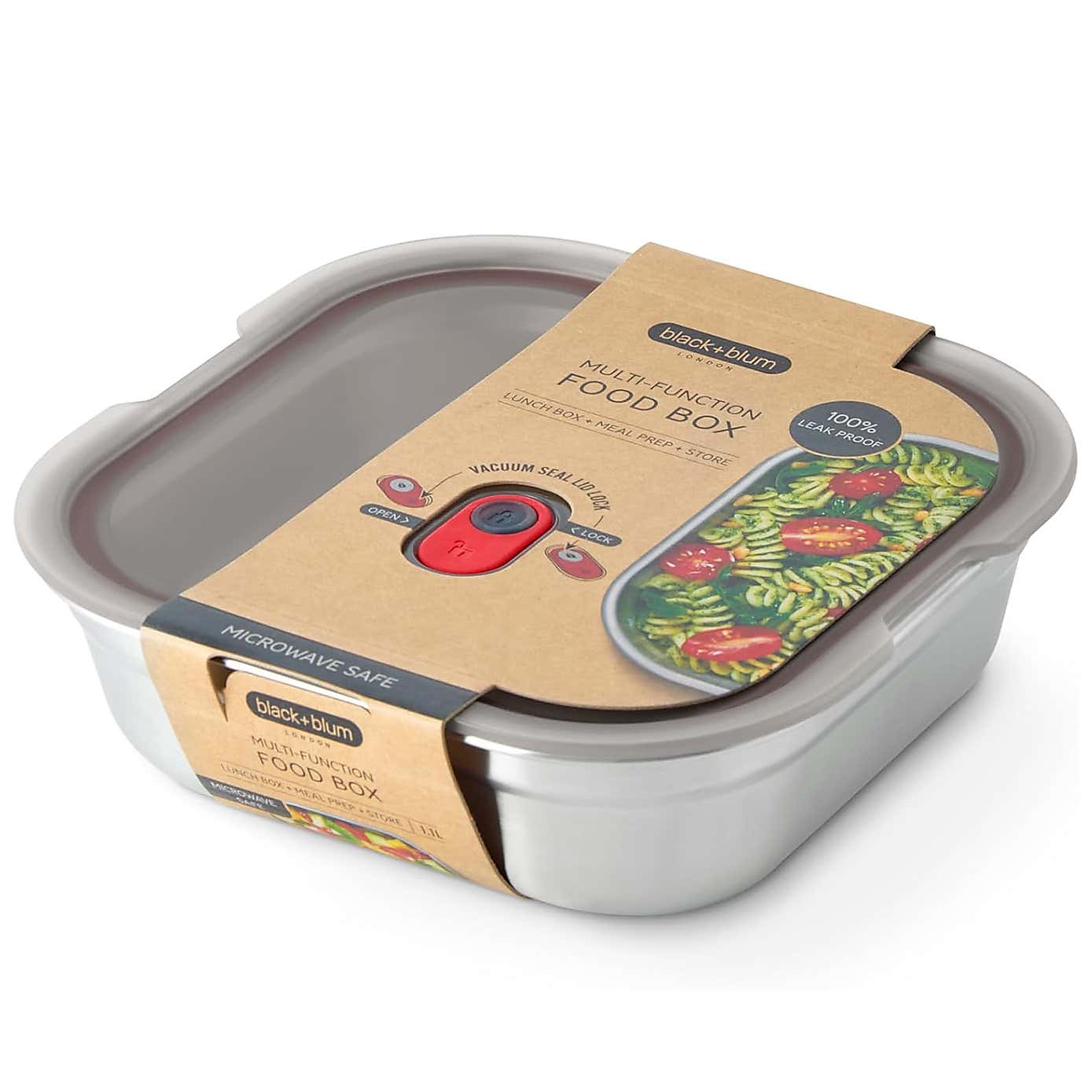 Black and Blum Microwaveable Steel Square Meal Prep Box