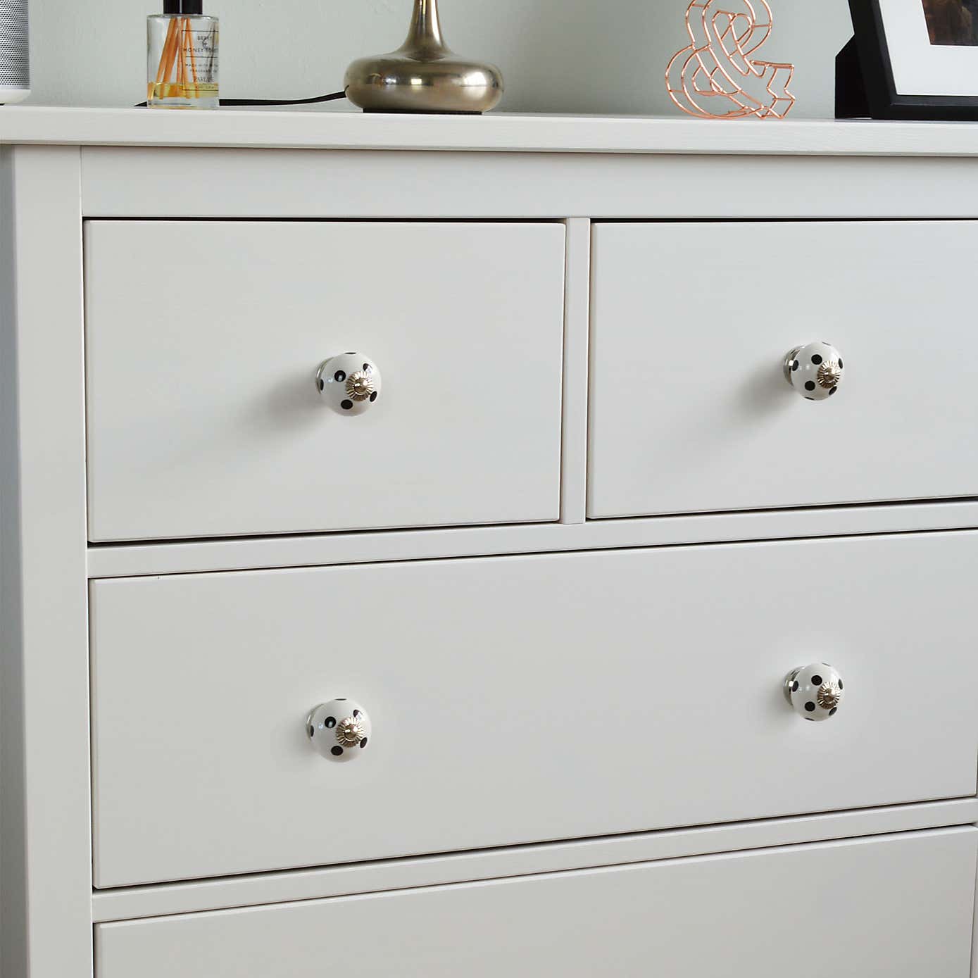 Pack of 6 Nicola Spring Spotted Round Drawer Knobs