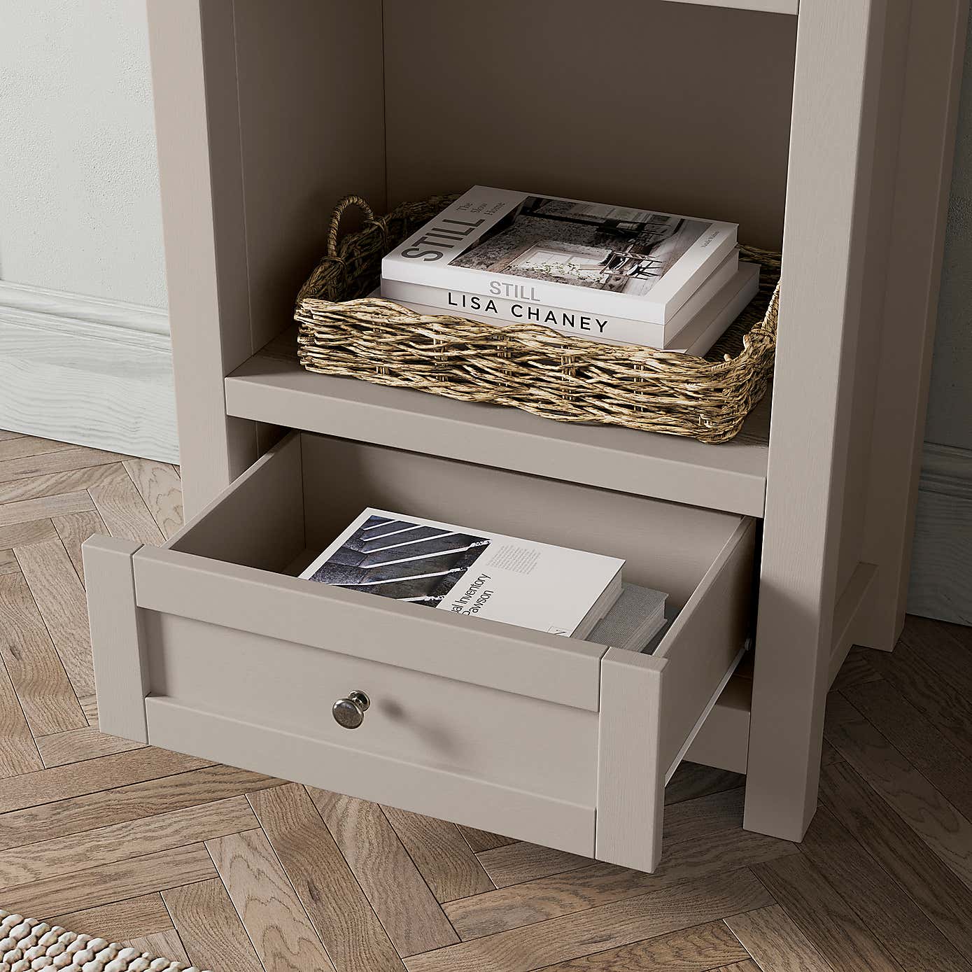 Olney Narrow Bookcase, Stone