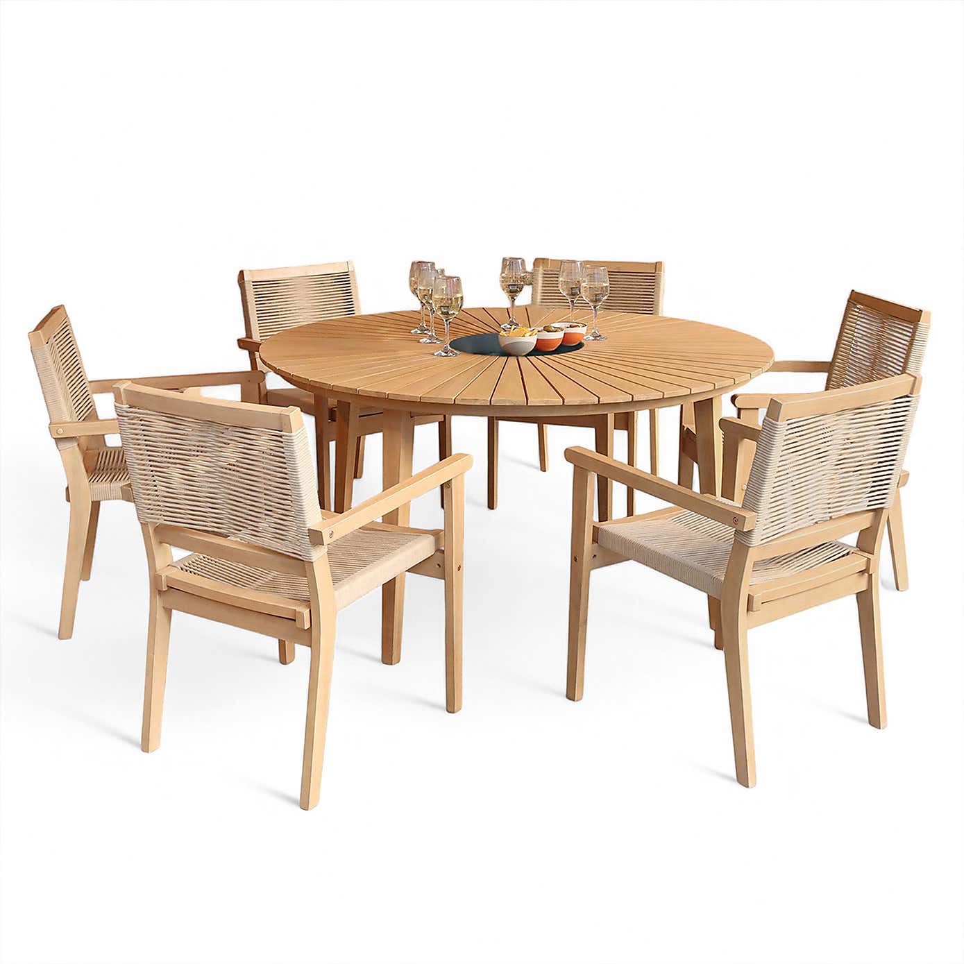 A.Mir Roma 6 Seater Outdoor Stacking Set with Black Granite Insert