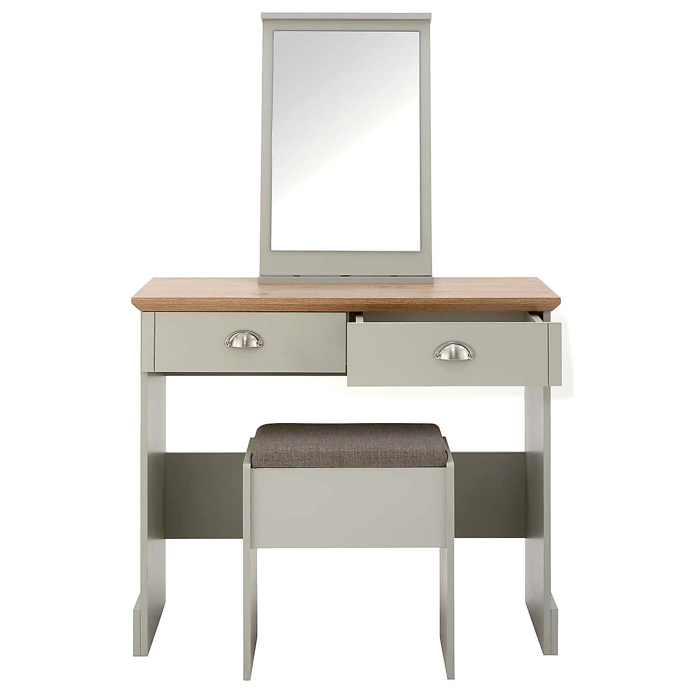 Kendal 2 Drawer Dressing Table Set with Mirror, Grey