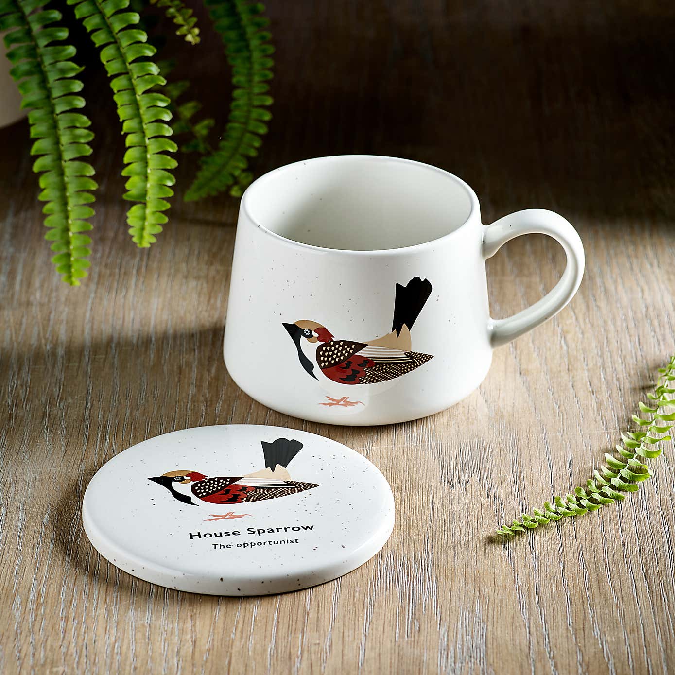 Birds Sparrow Mug & Coaster Set
