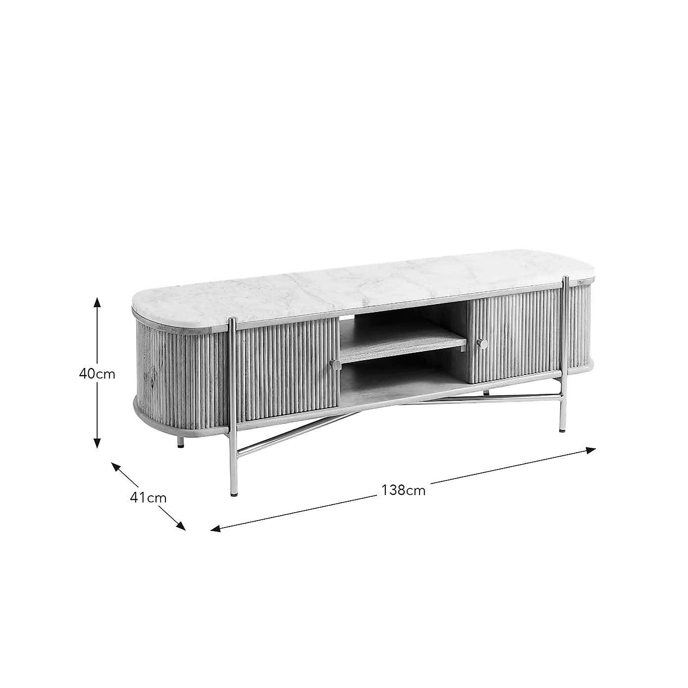 Alina Fluted Wide TV Unit, Mango Wood