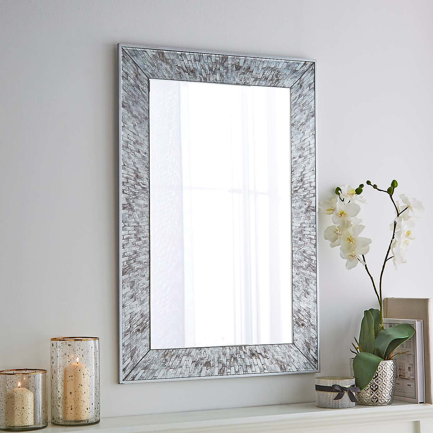 Luxe Tiled Over Mantle Wall Mirror