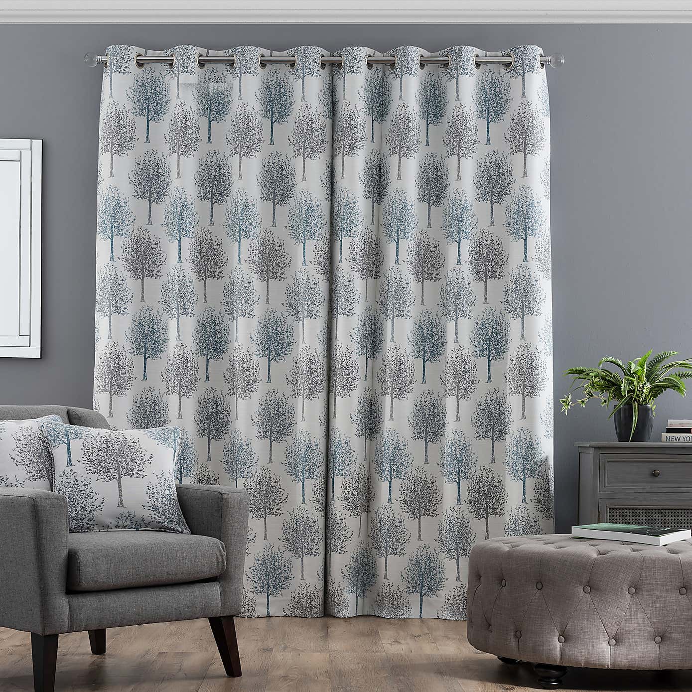 Jacquard Trees Eyelet Curtains