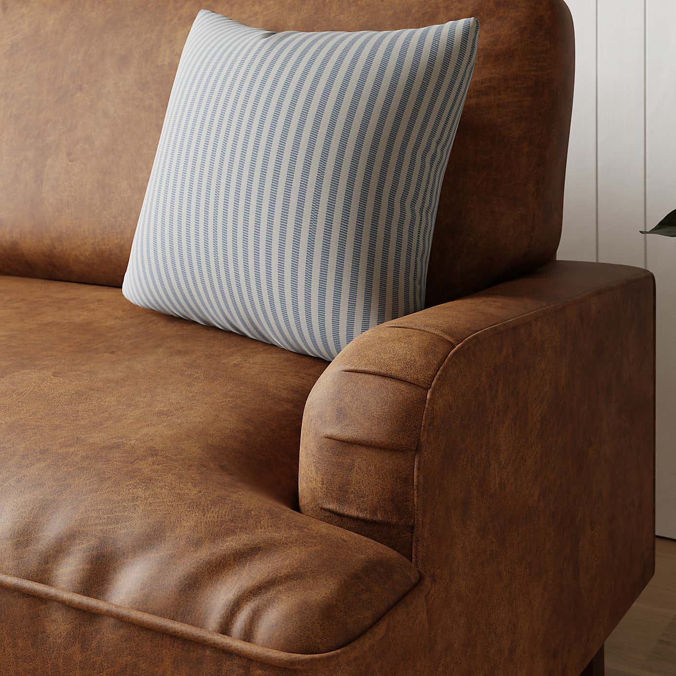 Beatrice Snuggle Sofa, Relaxed Faux Leather