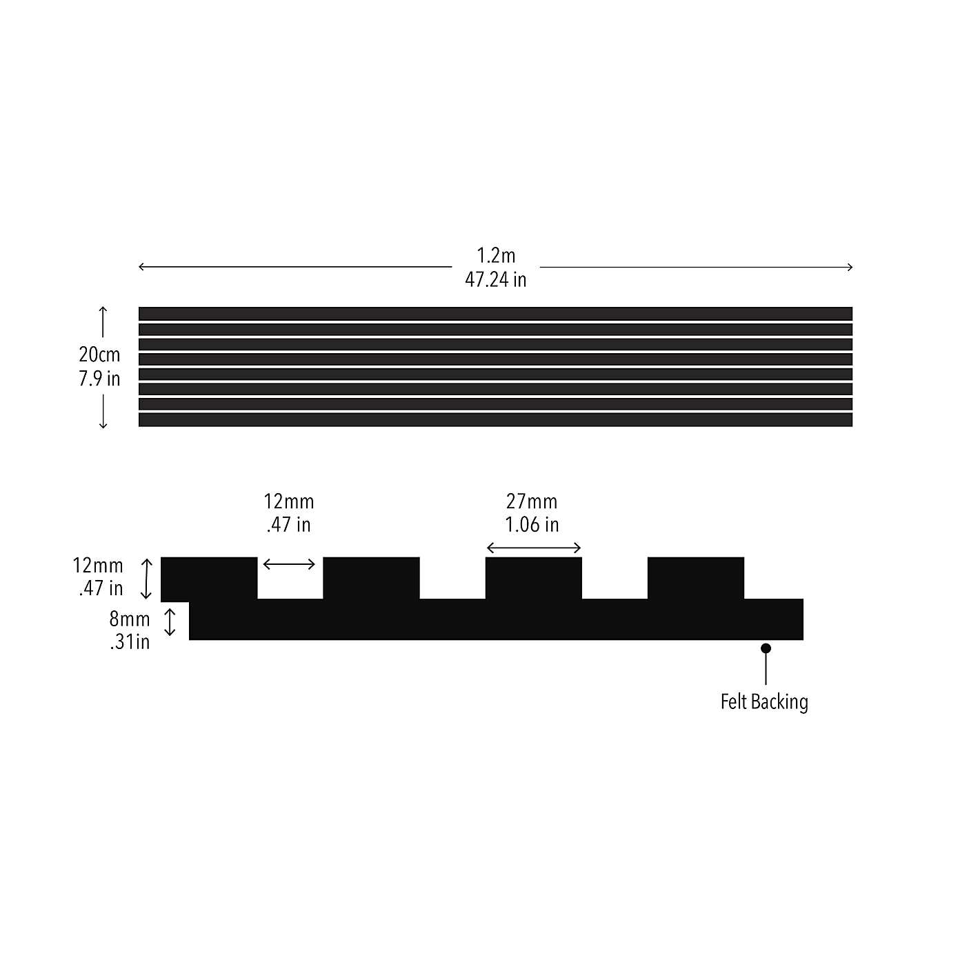 Wallpops Pack of 3 Acoustic Wood Slat Panelling 20cm x 120cm