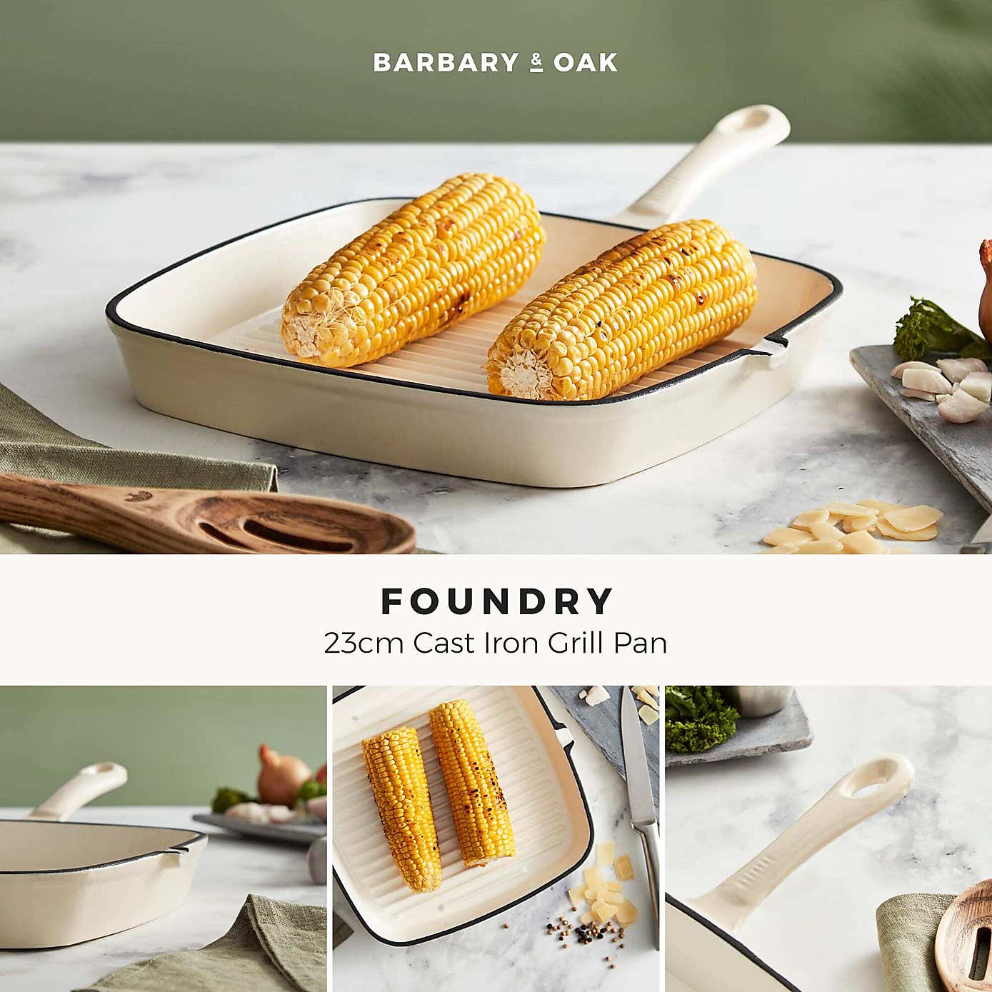 Barbary & Oak Cast Iron Grill Pan, 23cm