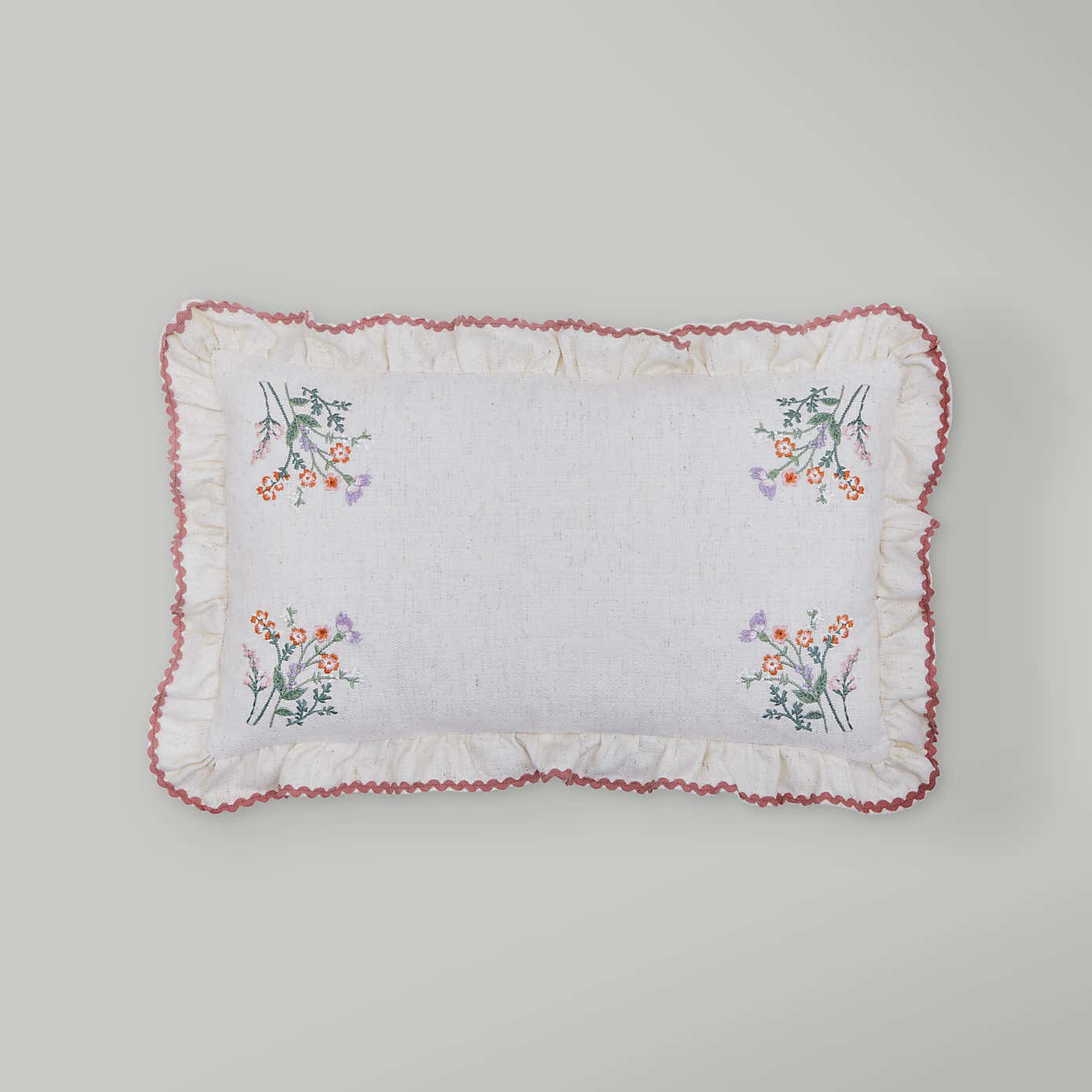Primrose Floral Ruffle Edge Rectangular Cushion
