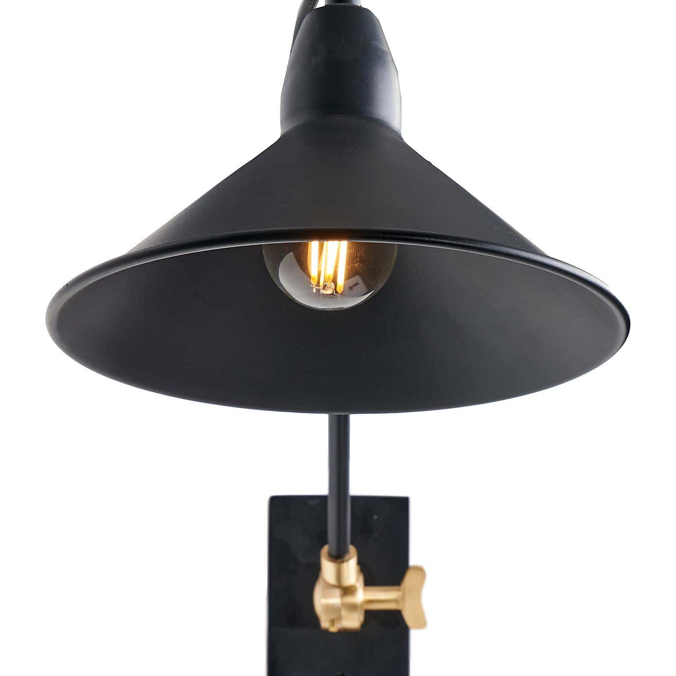 Return - Canton Matt Black and Brass Metal Cone Wall Light