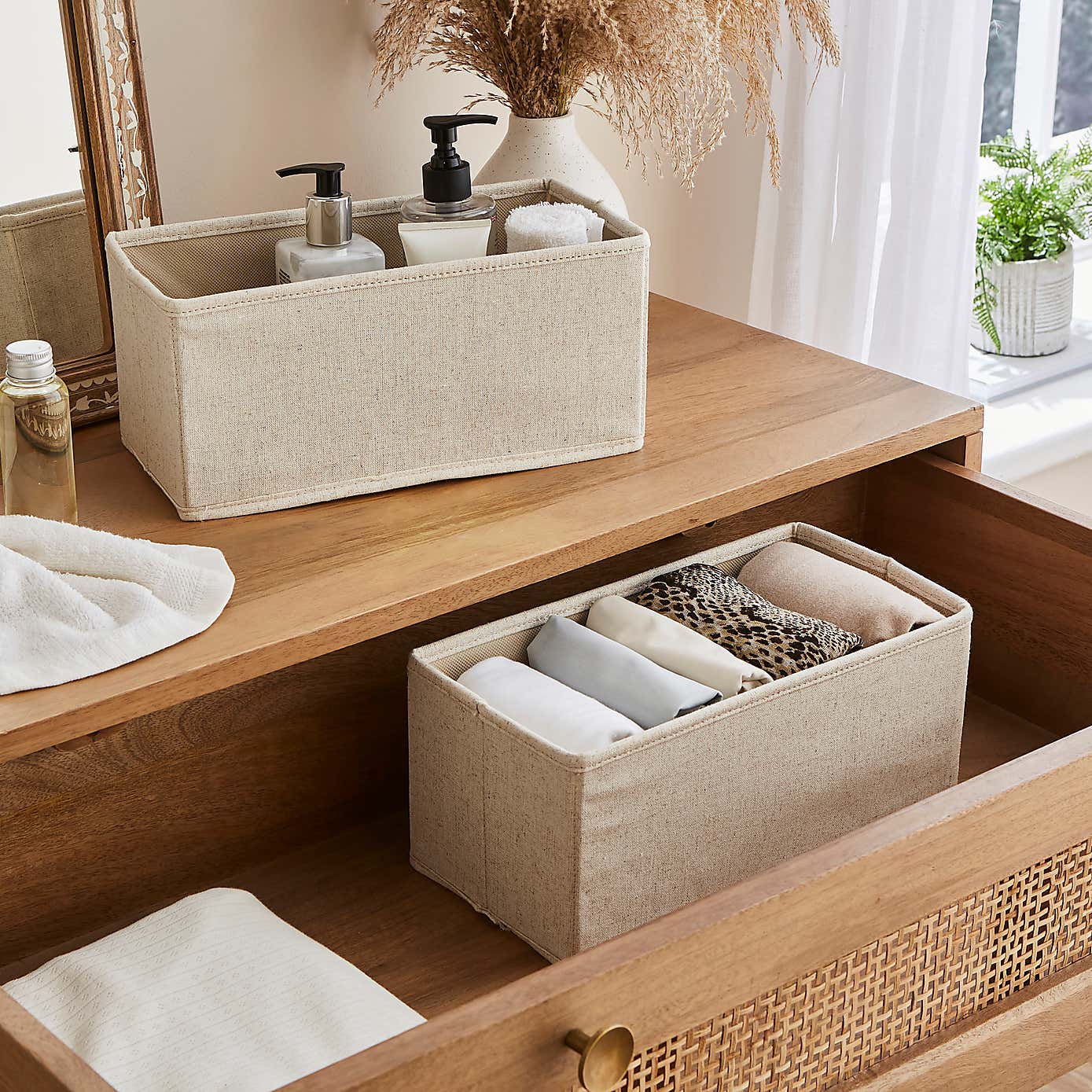 The Edited Life Set of 2 Rectangle Linen Drawer Organisers