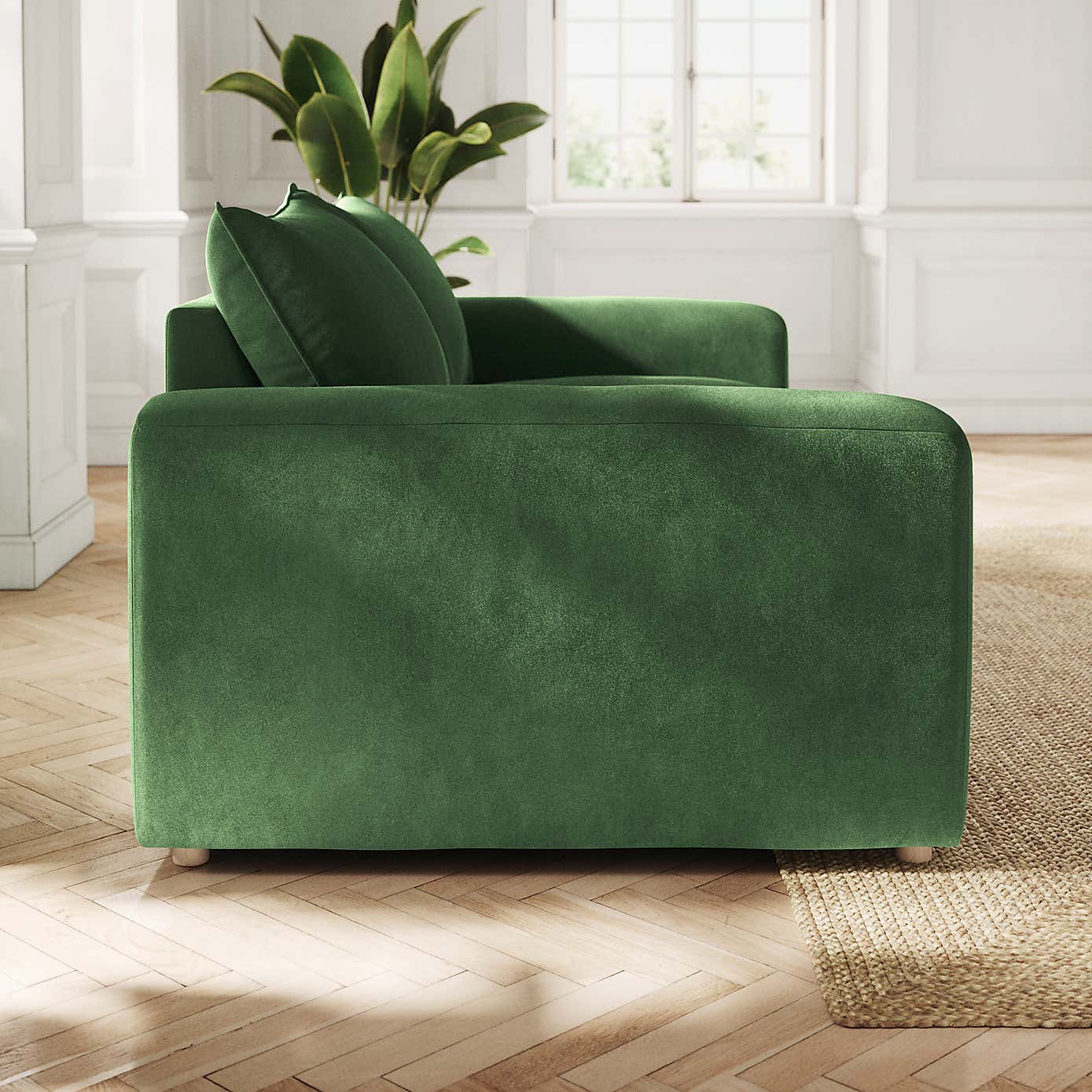 Full Circle Austin Cosy Velvet 4 Seater Sofa, Bottle Green