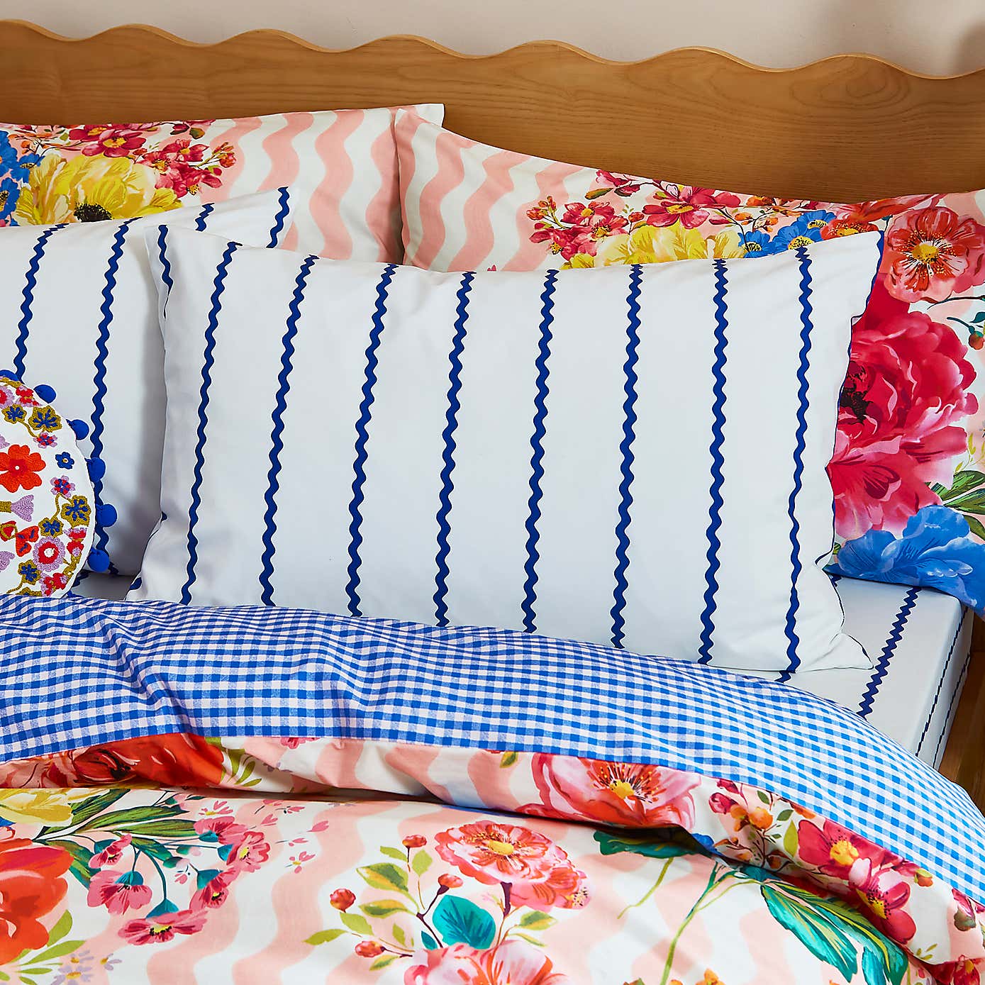 Sophie Robinson Mini Wave 100% Cotton Standard Pillowcase Pair