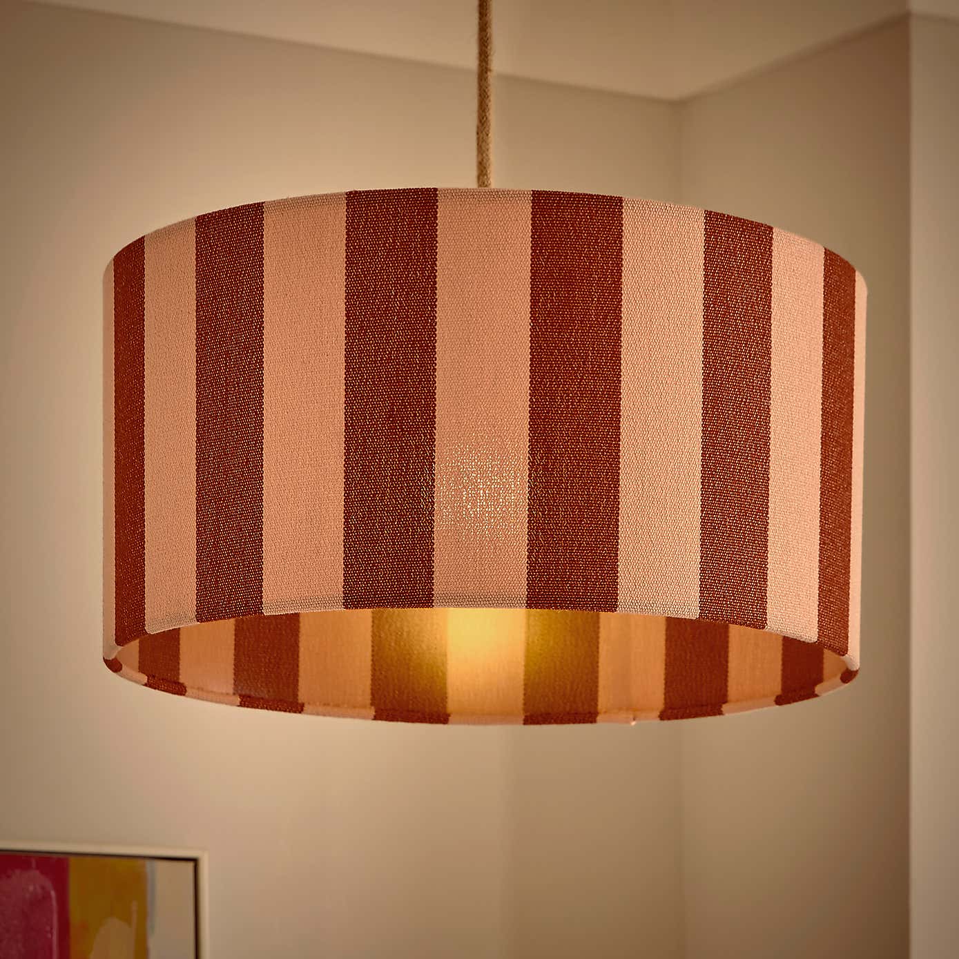 Beatrice Stripe Shallow Drum Lamp Shade