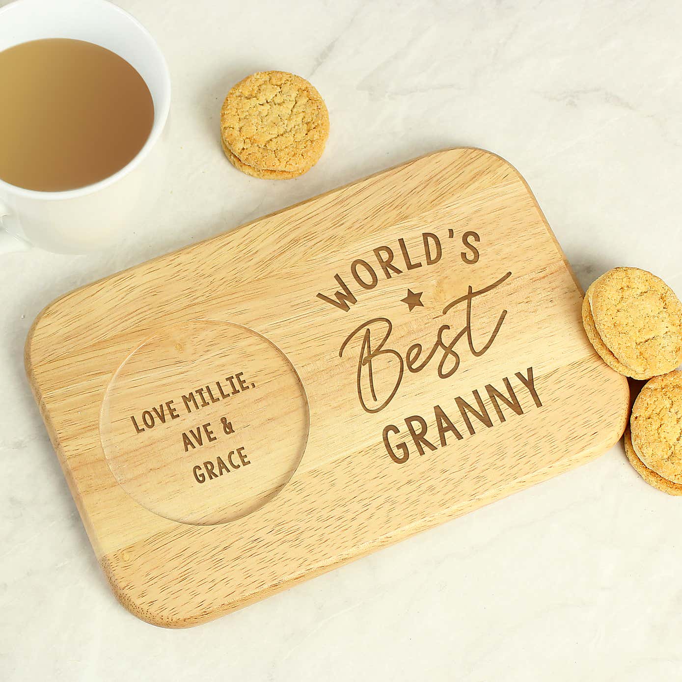 Personalised World's Best Wooden Coaster Tray