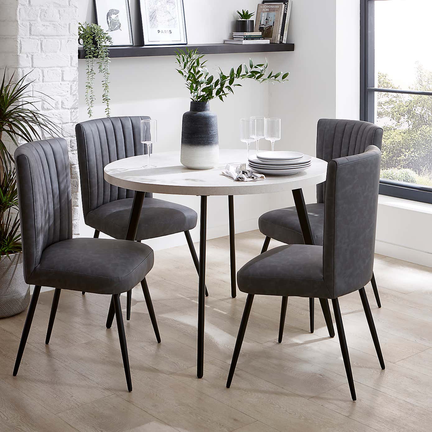Zuri Round Dining Table, 100cm Concrete Effect