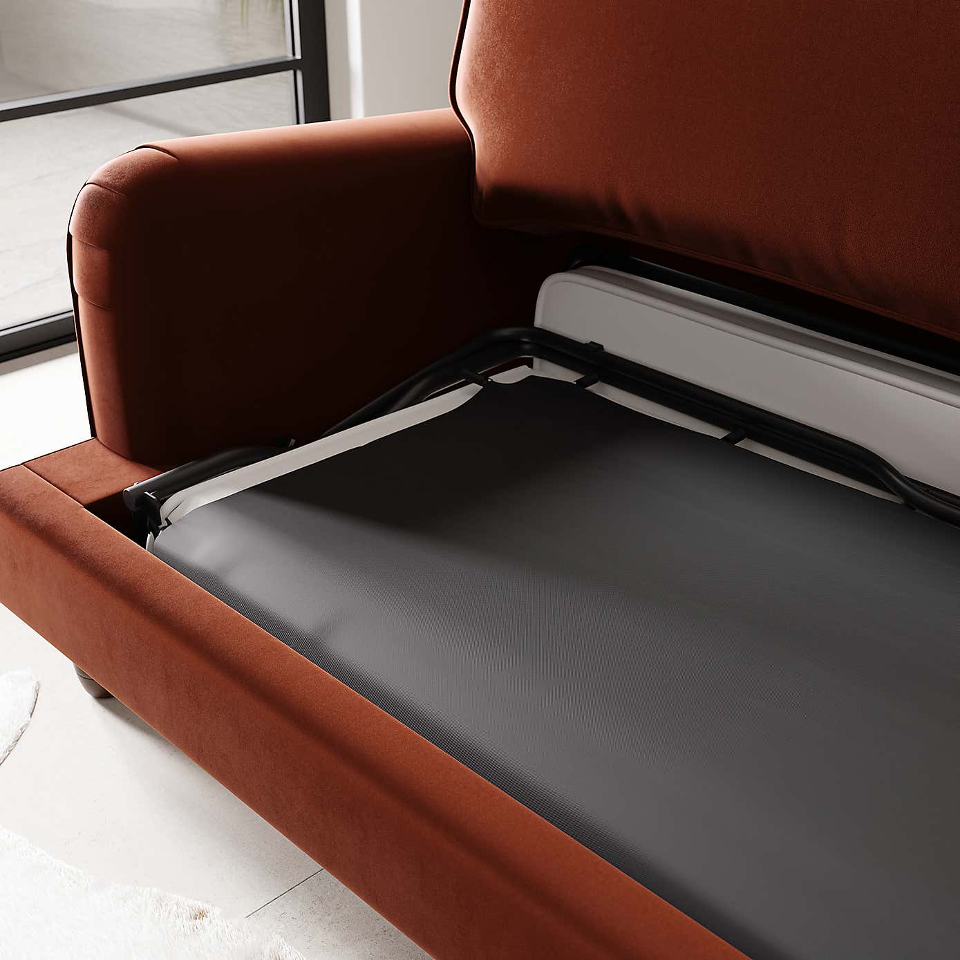 Beatrice Matte Velvet Snuggle Single Sofa Bed