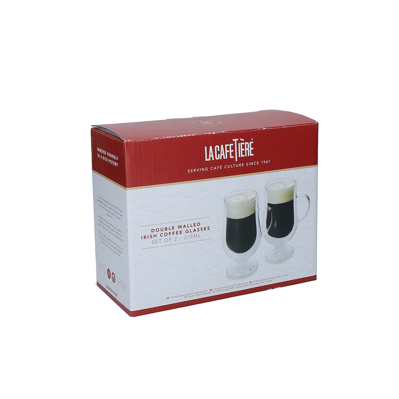 La Cafetiere set of 2 Large Irish Coffee Glasses