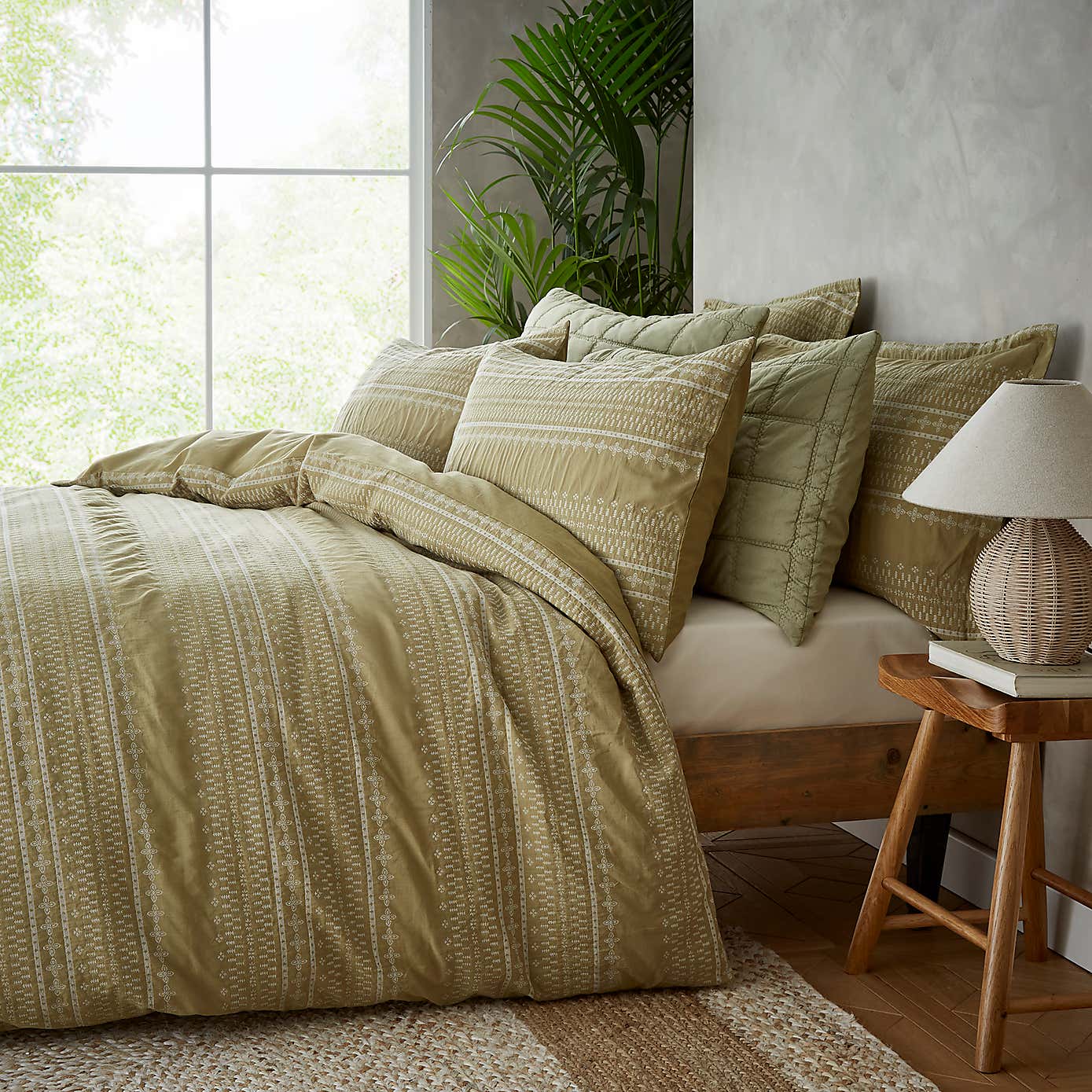 Alara Jaquard Soft Olive Oxford Pillowcase