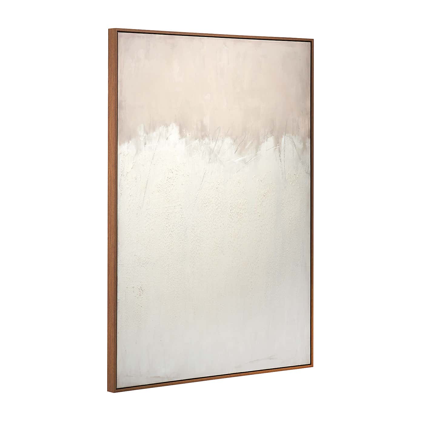 Large Natural and White Abstract Framed Canvas