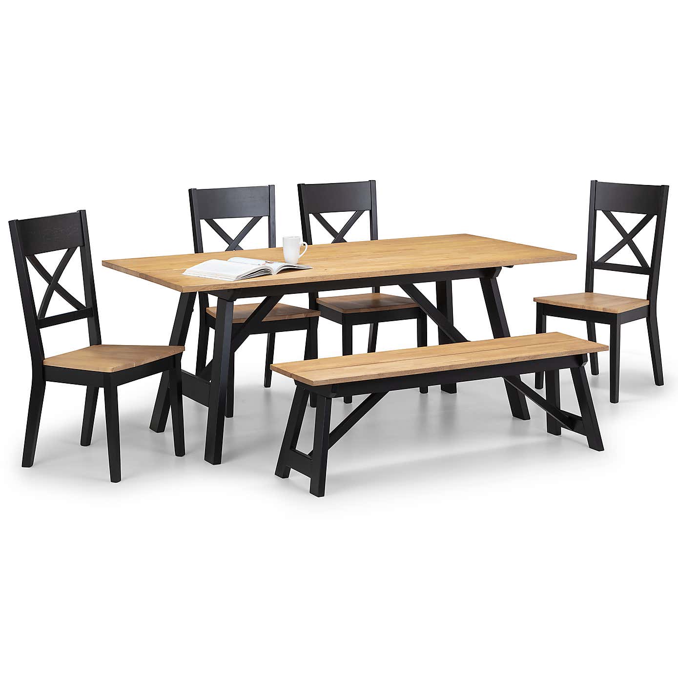 Hockley Dining Table, Bench and 4 Chairs