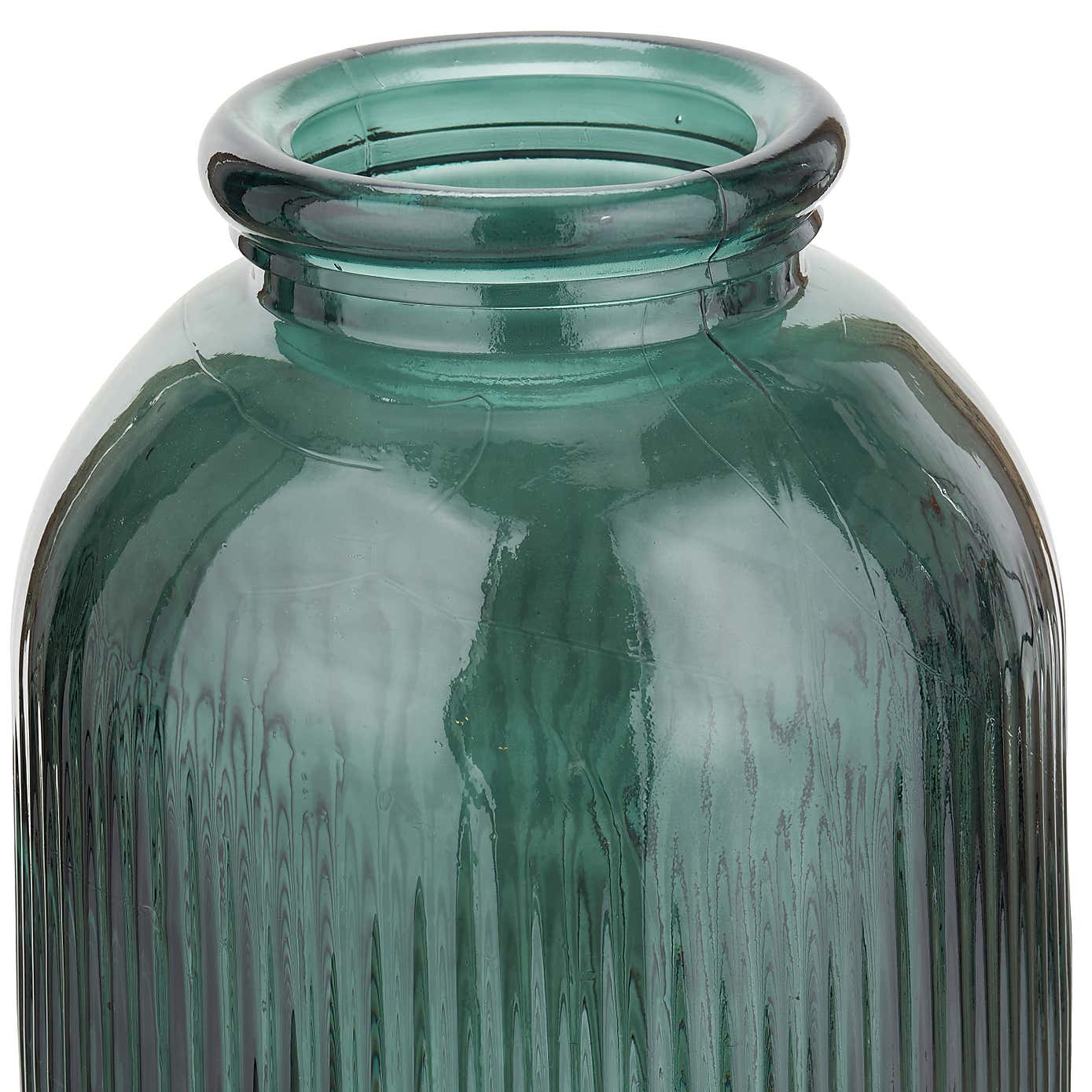 Tall Ribbed Recycled Glass Vase