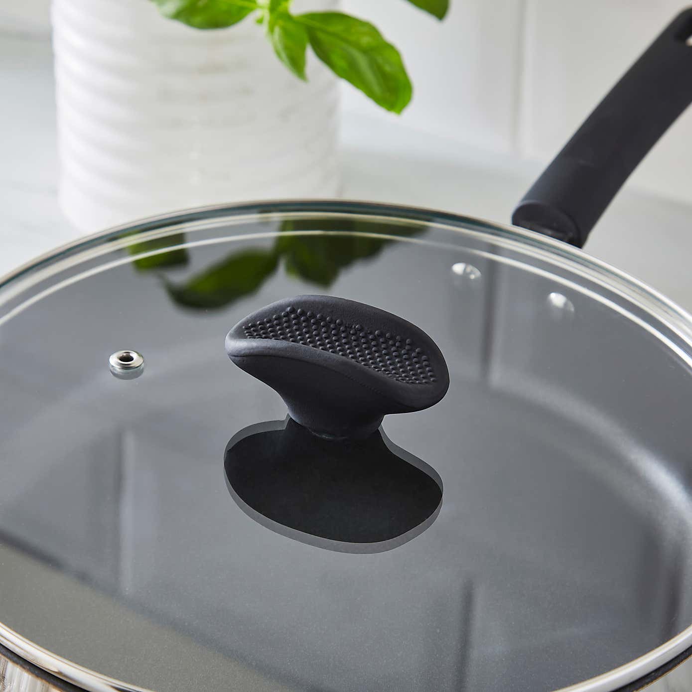 Non-Stick Stainless Steel Covered Saute Pan, 24cm