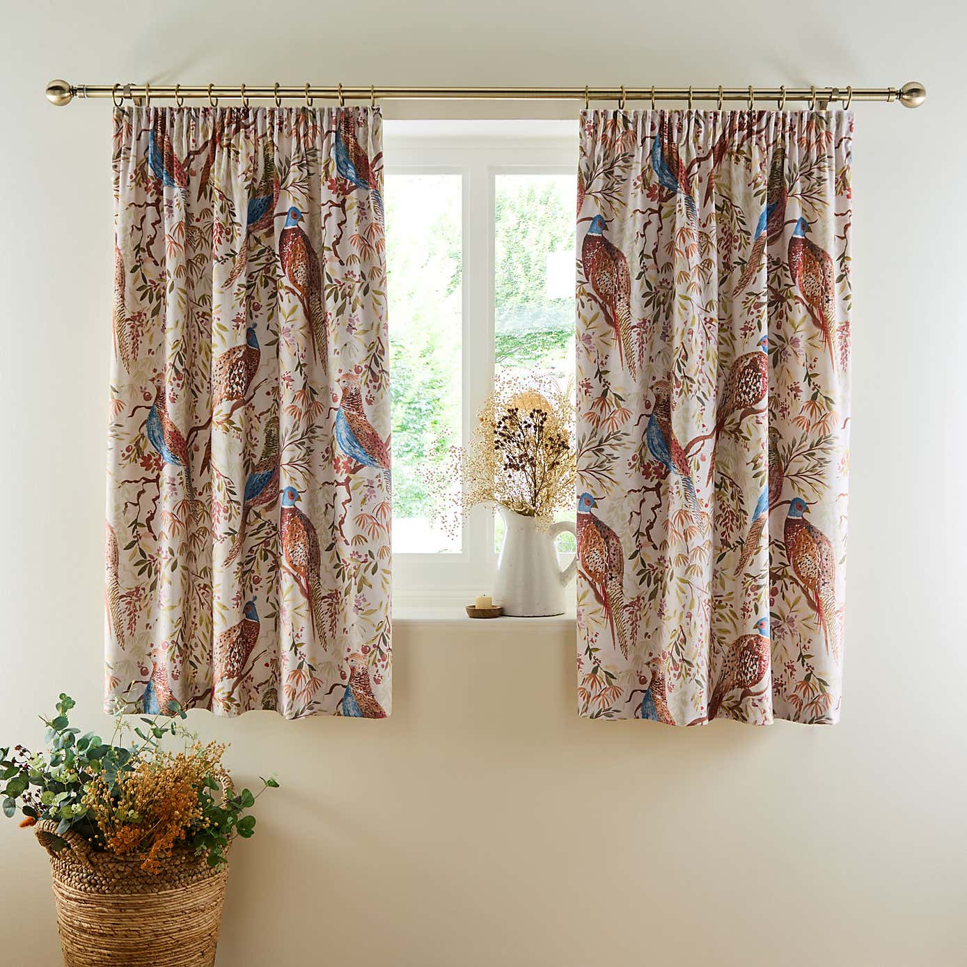 Woodland Pheasant Pencil Pleat Curtains