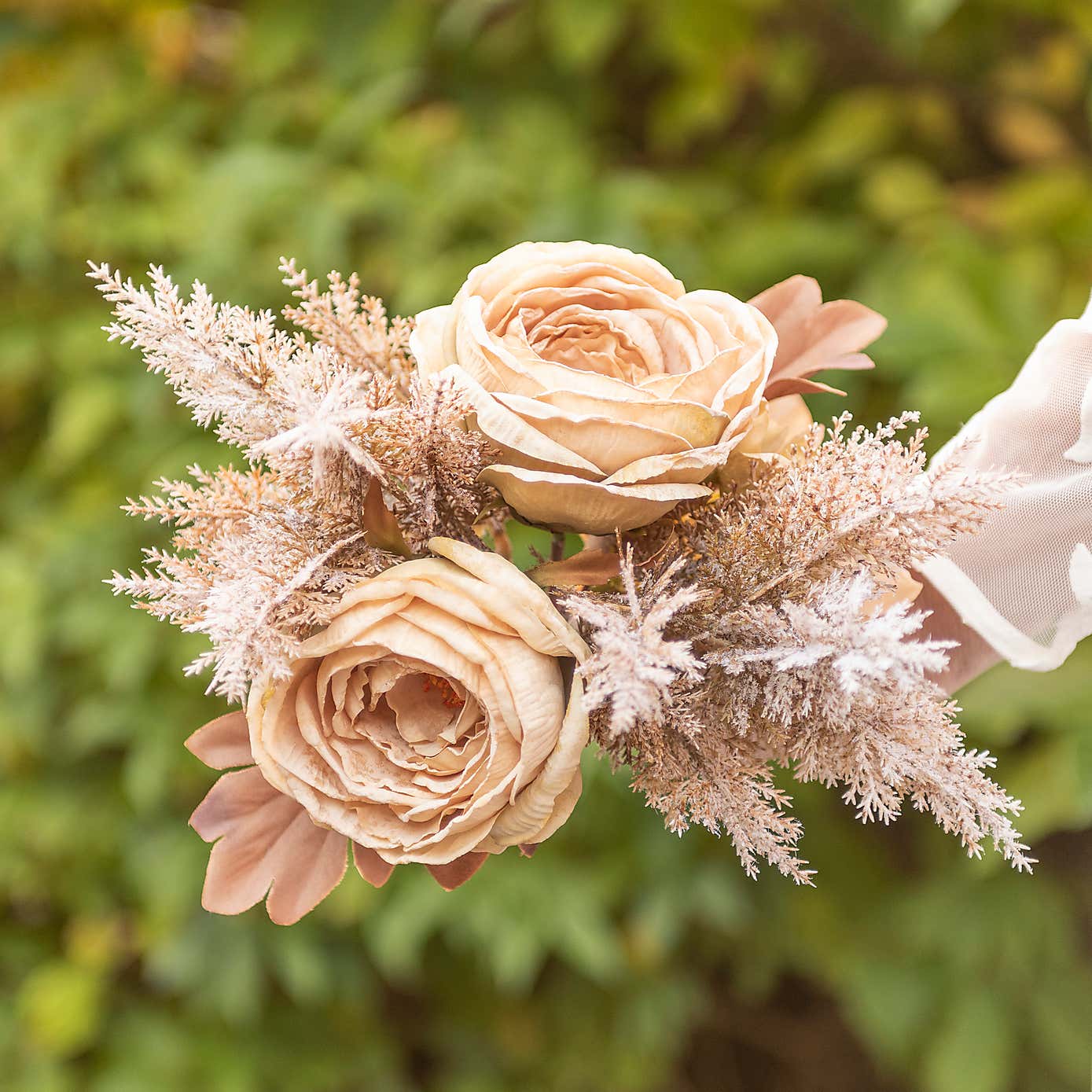 Artificial  Dried Look Rose and Pampas Bouquet