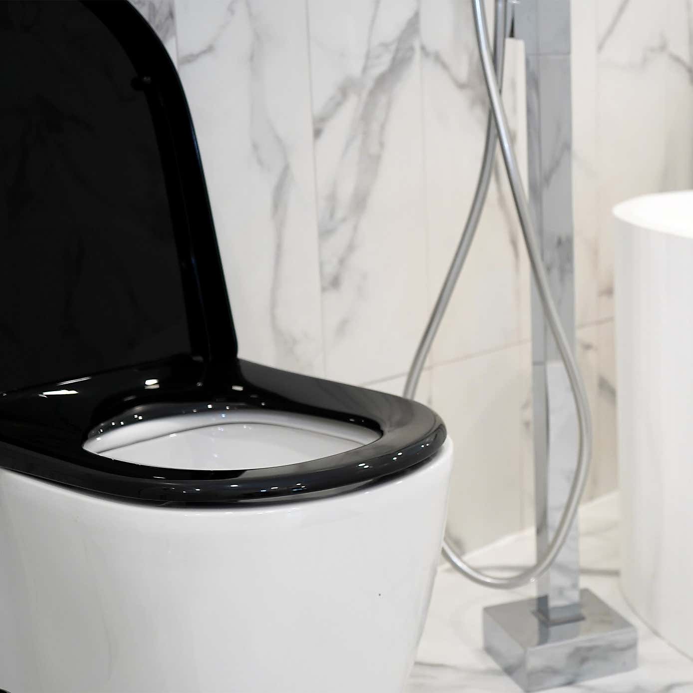 Thermoplast Black Soft Close D Shape Toilet Seat