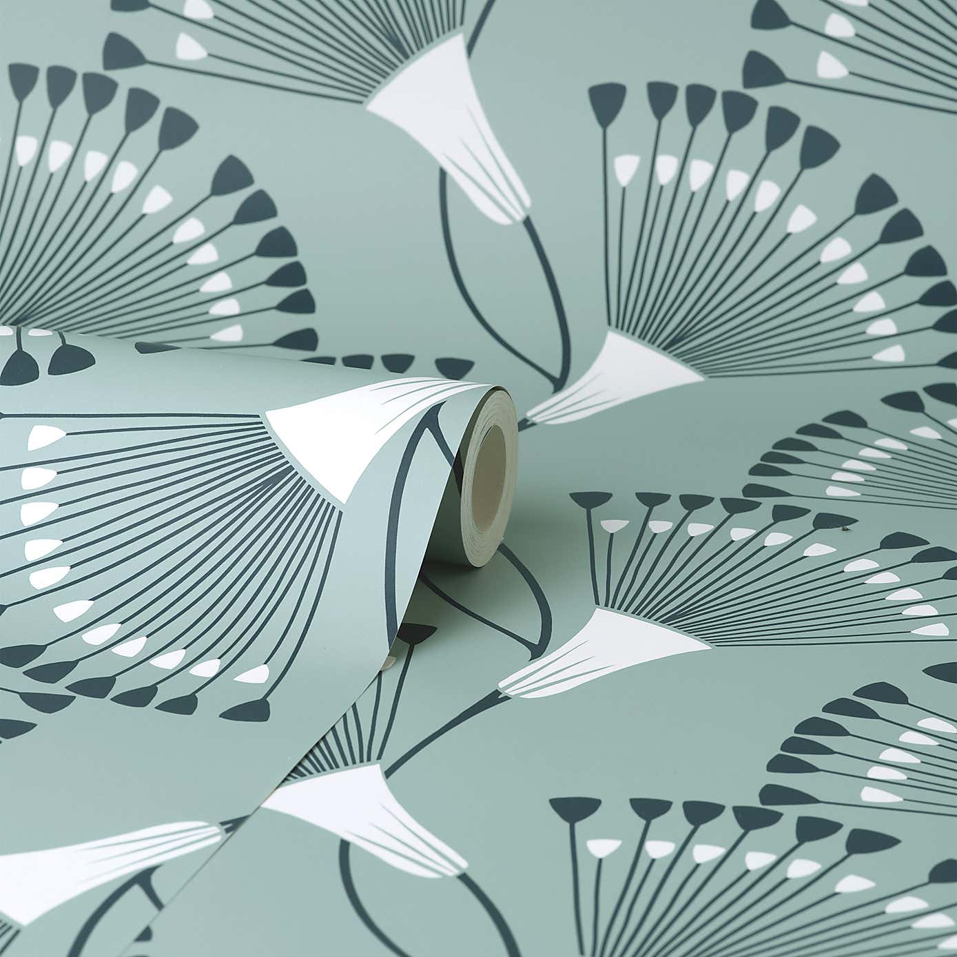Fan Flower Ochre Wallpaper