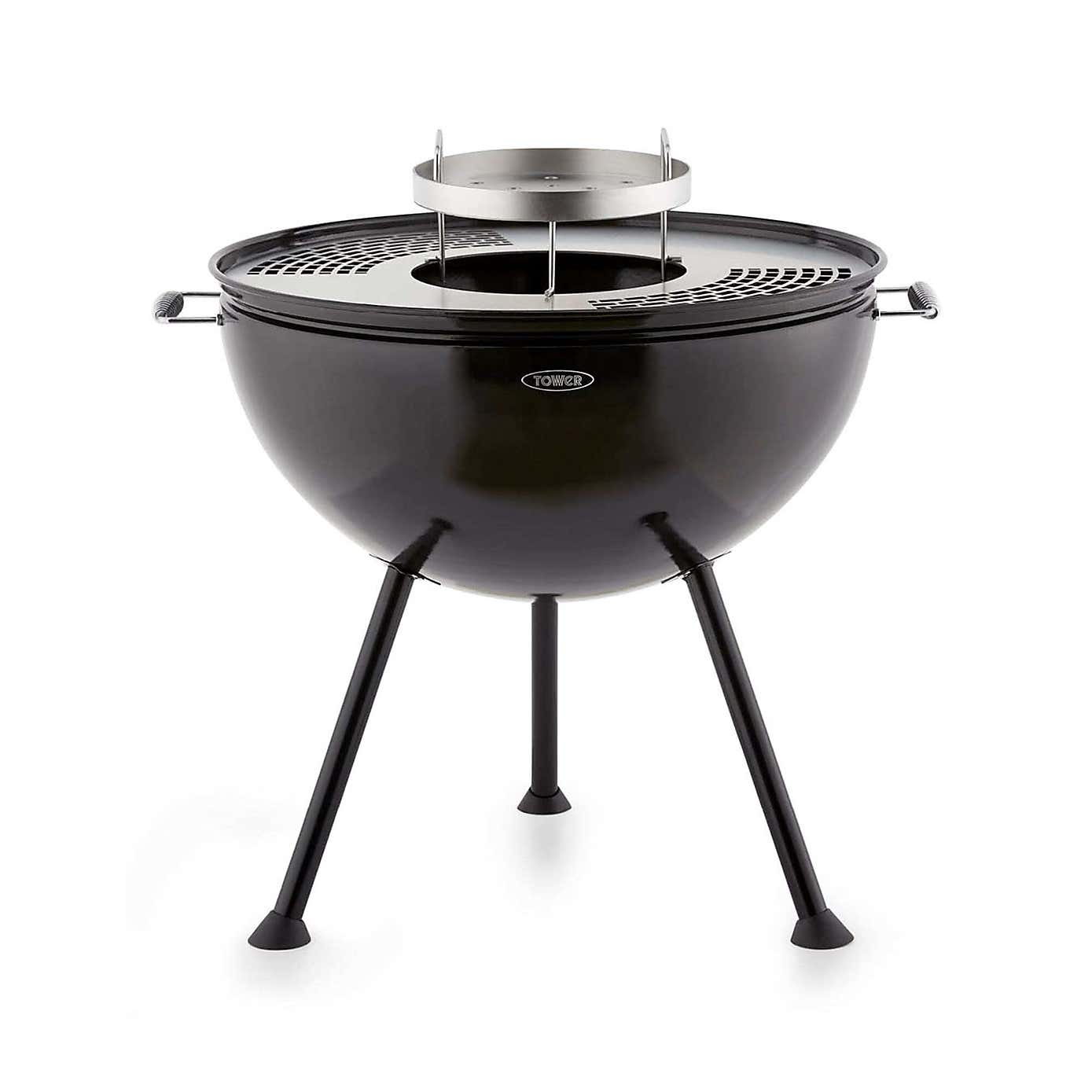 Tower Sphere Charcoal Pit 'n' Grill, Black Steel